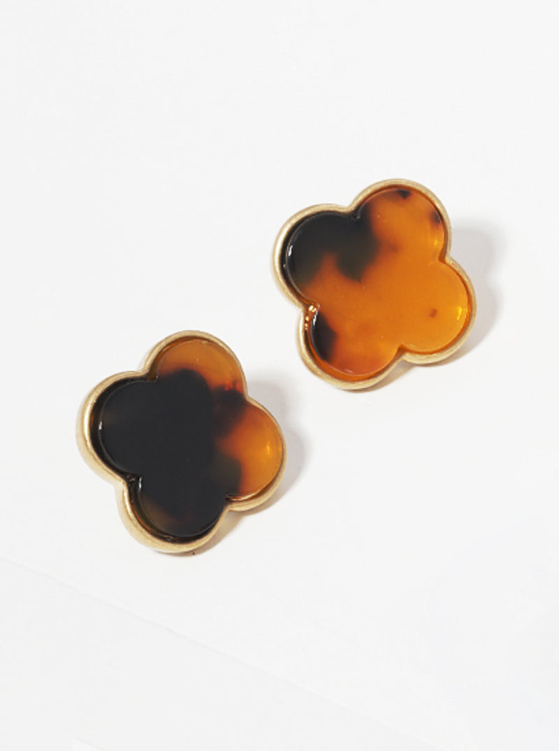 18mm Quatrefoil Shaped Acetate Post Stud Earrings