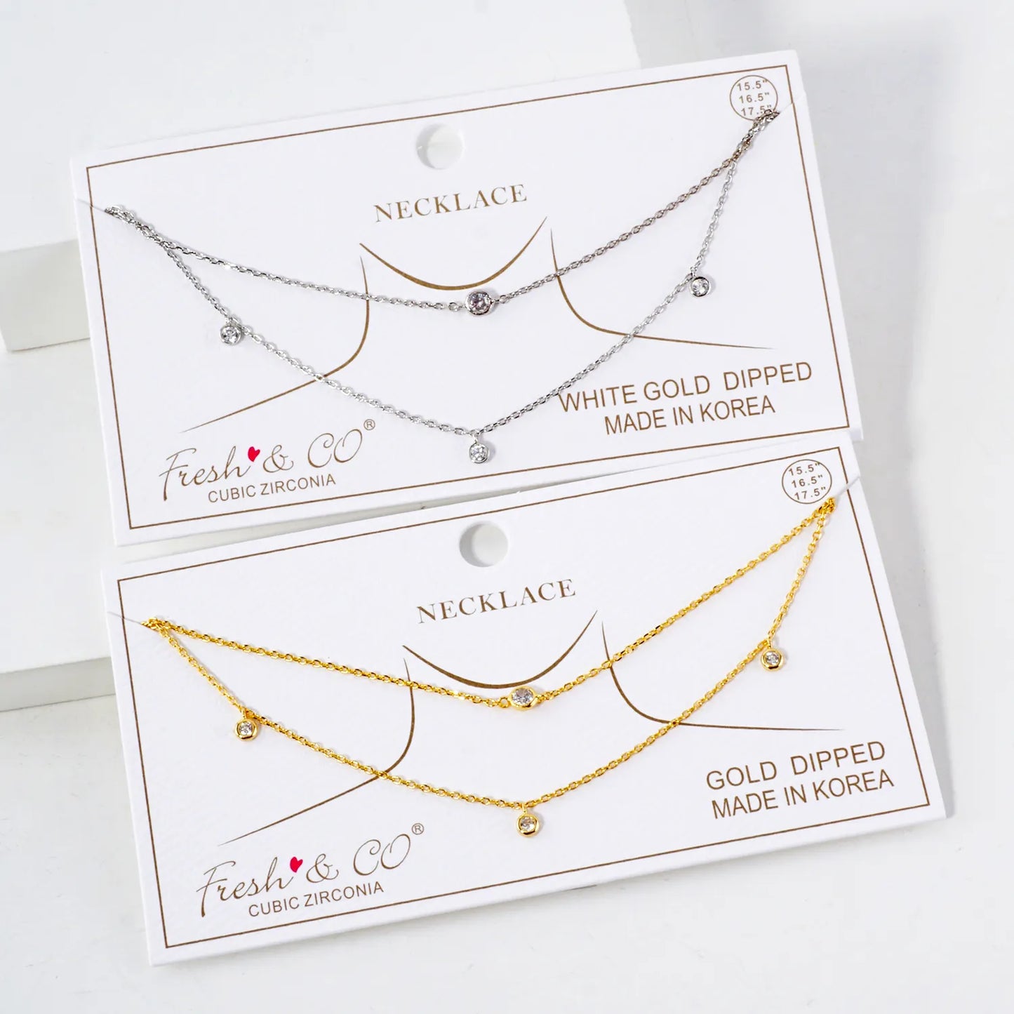 2-3mm CZ Stone 18K-Gold-Dipped Station Necklace