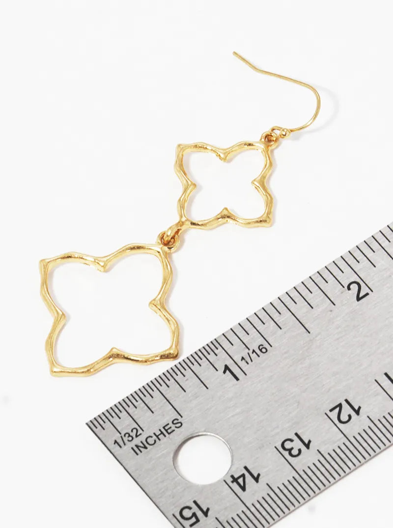 2 Tier Moroccan Shape Drop Dangle Earrings