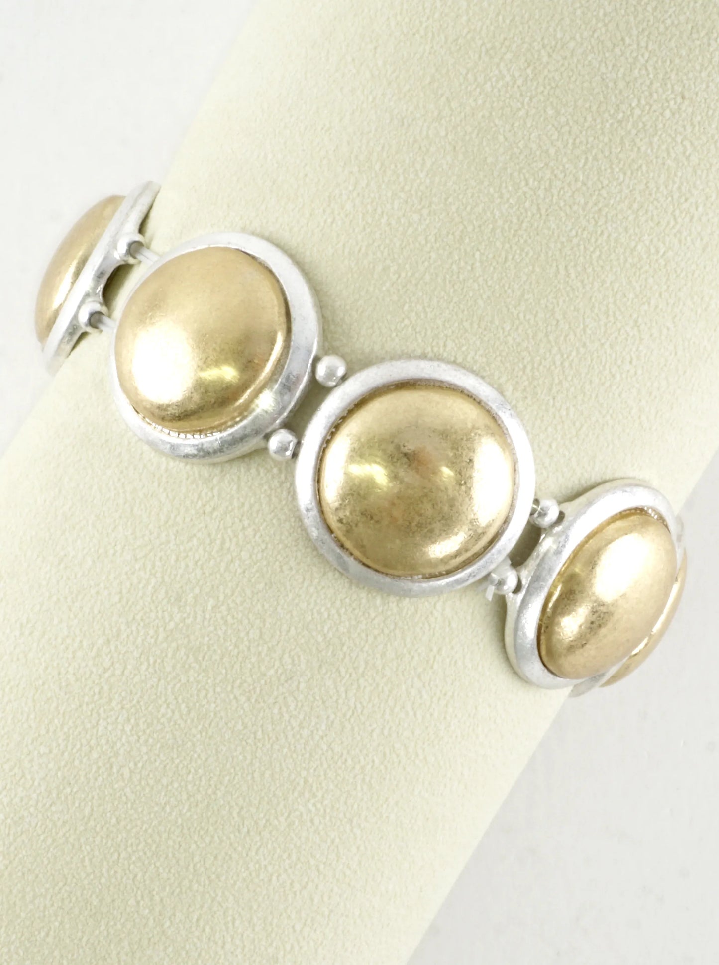 2 Tone Round Alloy Stretch Bracelet