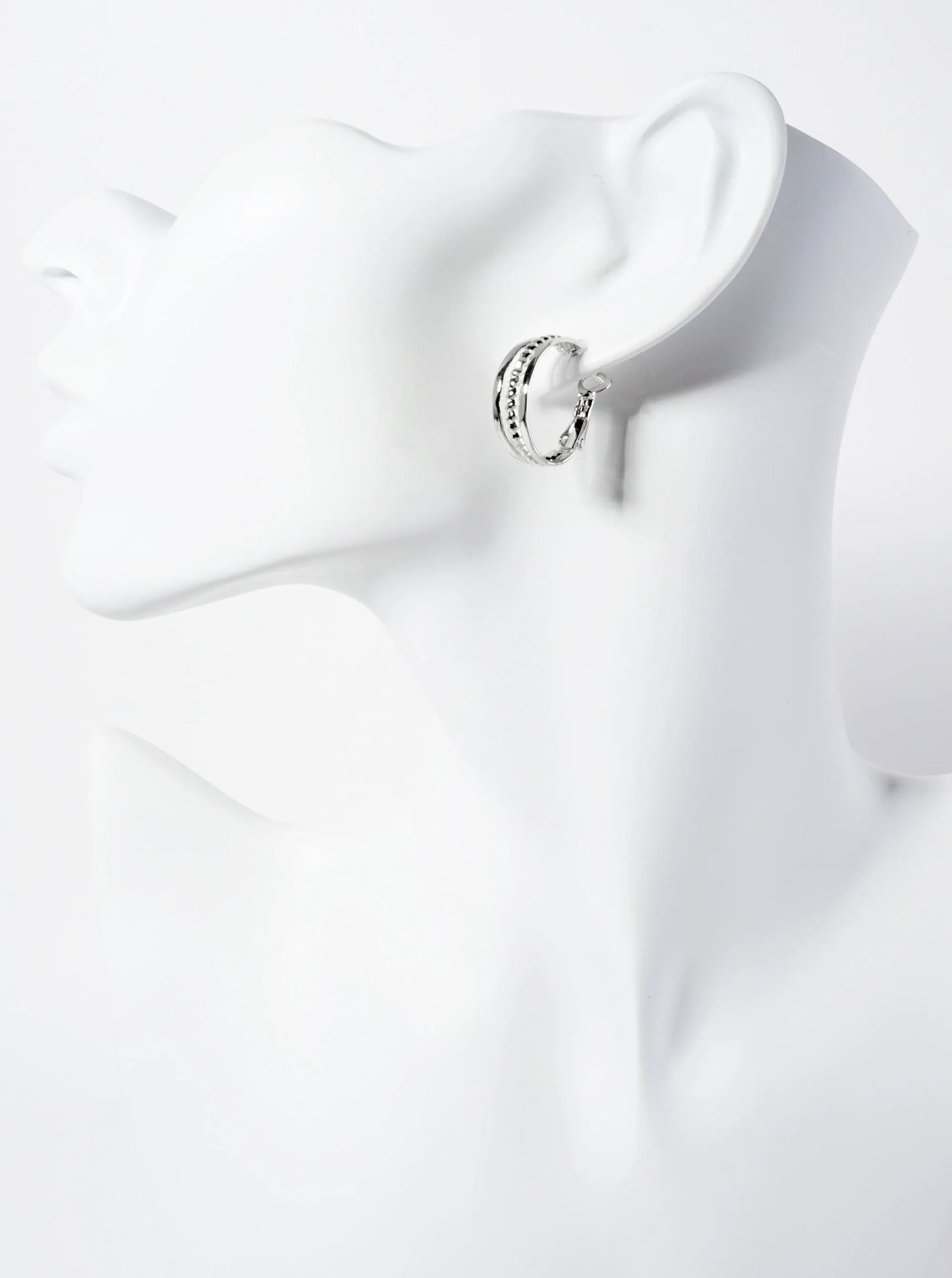 20mm 14K-Gold-Dipped Ball-textured Layered Latch-back Hoop Earrings