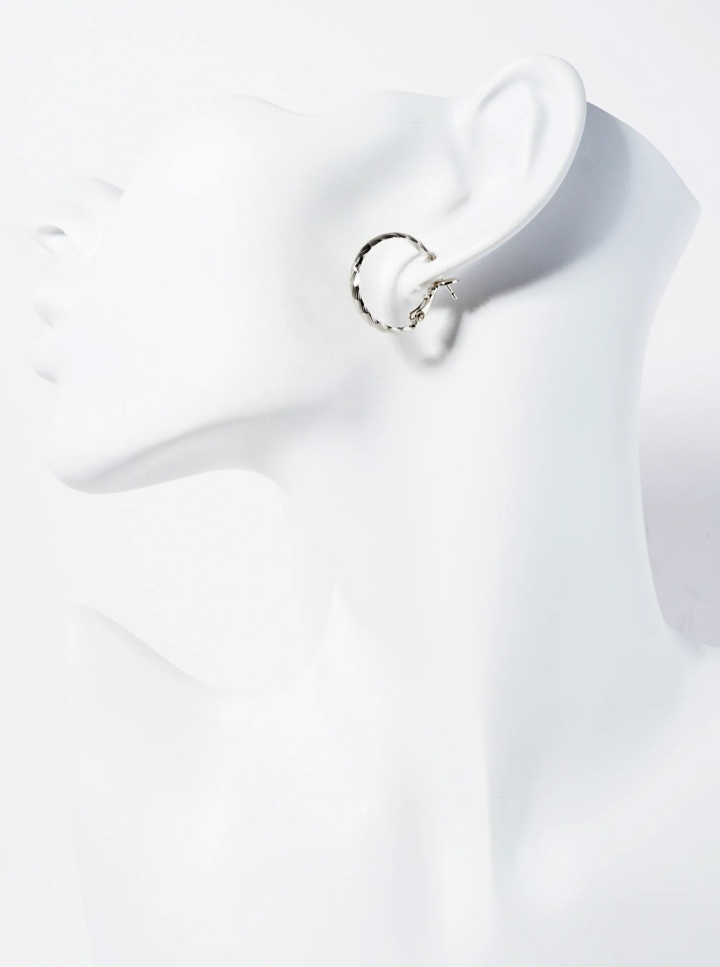 20mm 14K-Gold-Dipped Diagonal-Texture Brass Latch-Back Hoop Earrings