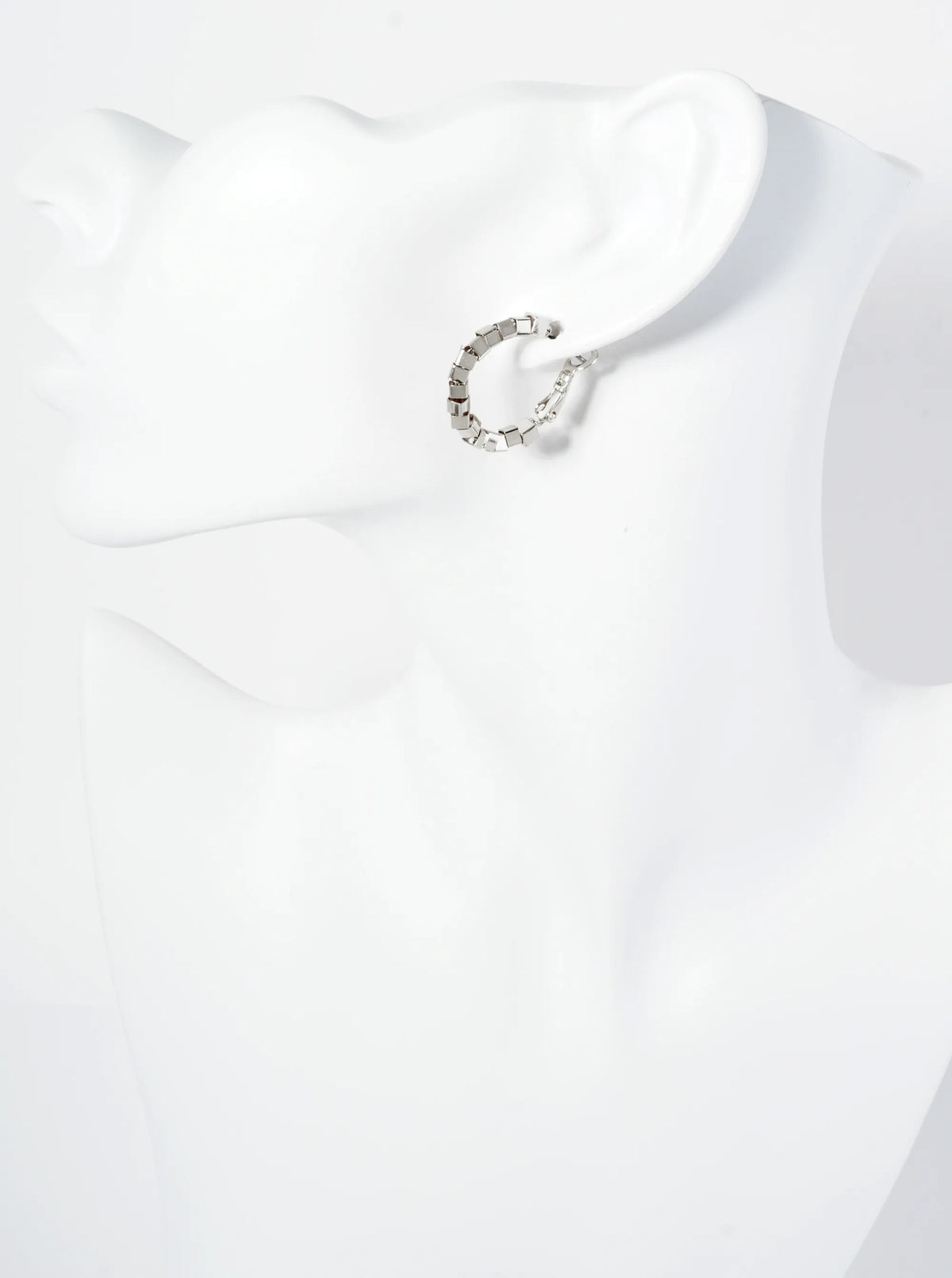 20mm 14K-Gold-Dipped Geometric Square Beaded Latch-Back Hoop Earrings