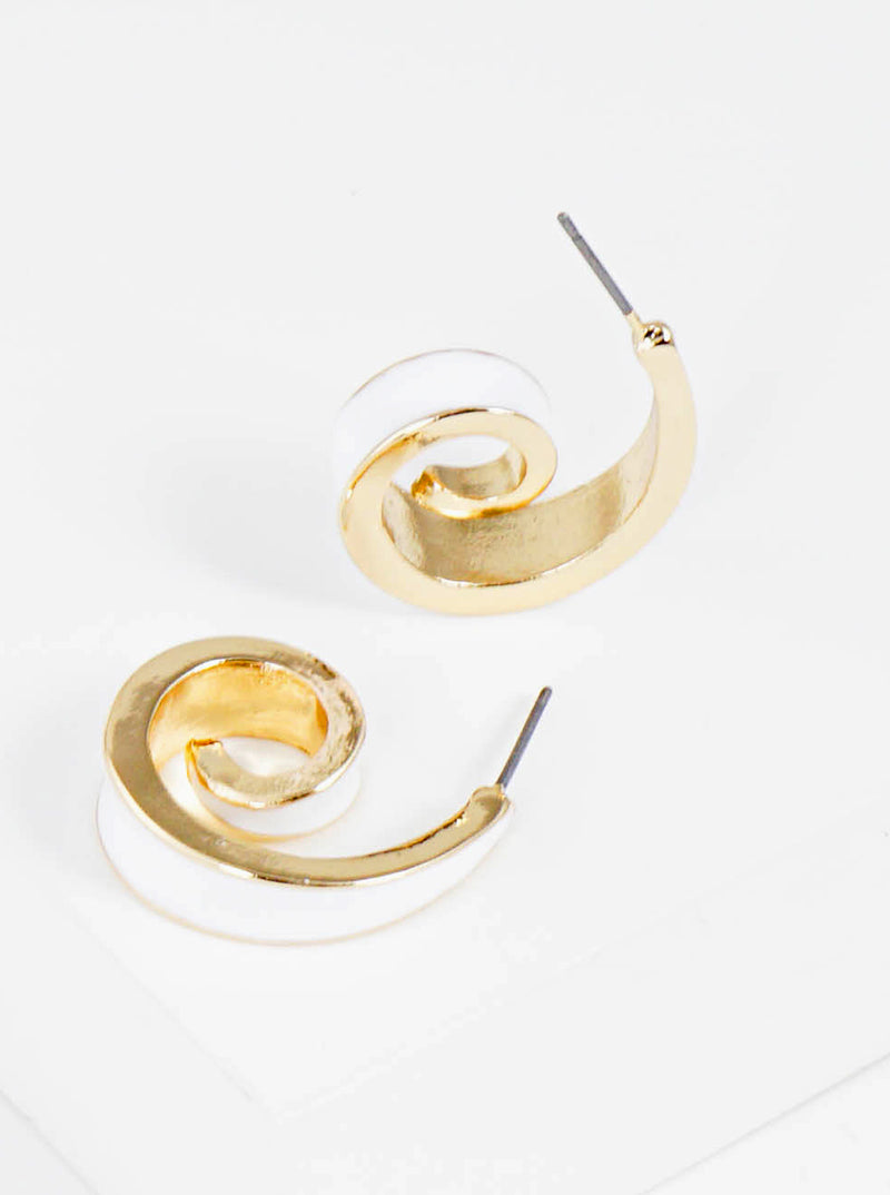 20mm Enamel Filled Tiny Spiral Open Hoop Earrings
