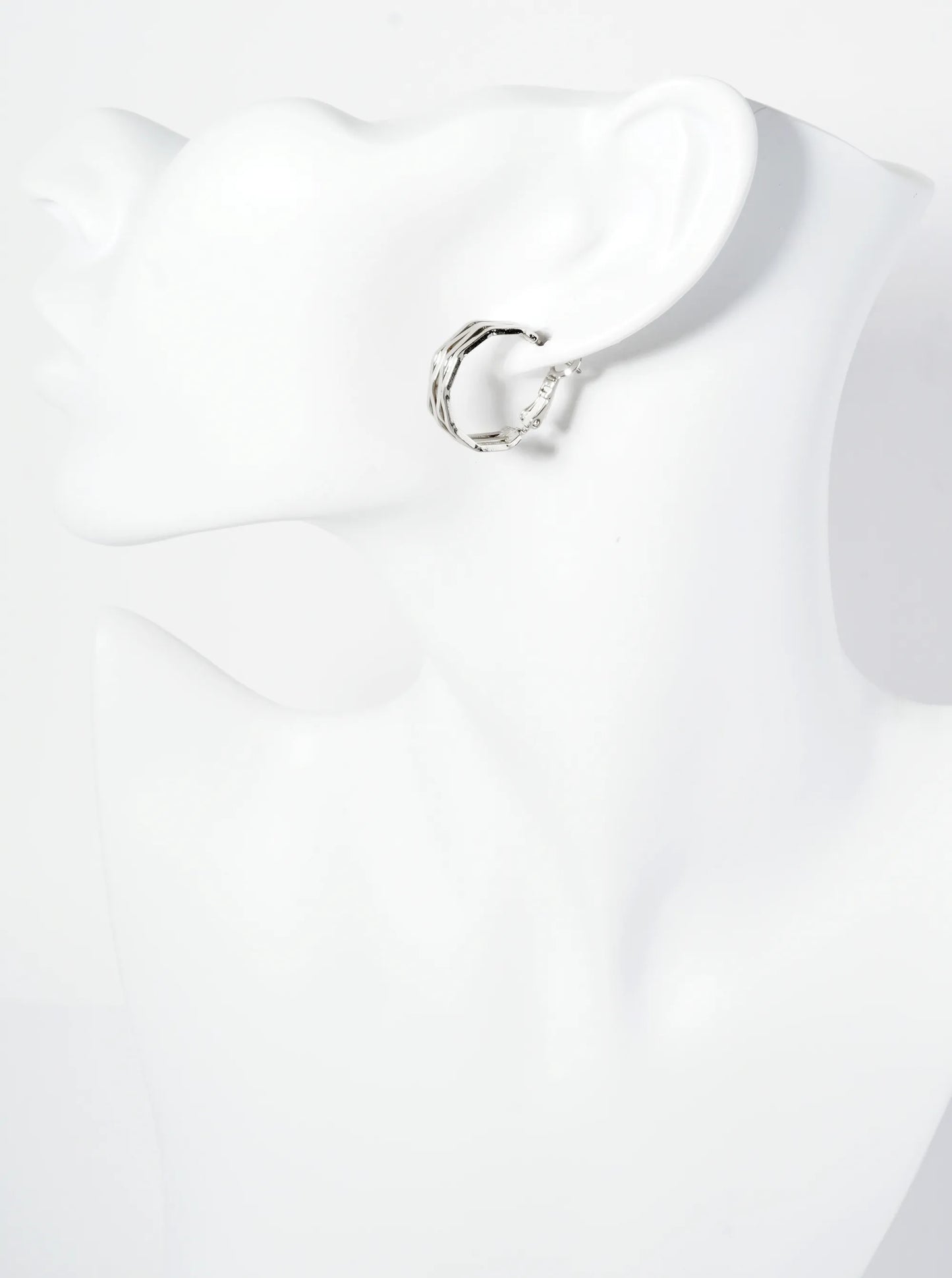 20mm Four Overlapping Octagon 14K-Gold-Dipped Geometric Latch-Back Hoop Earrings