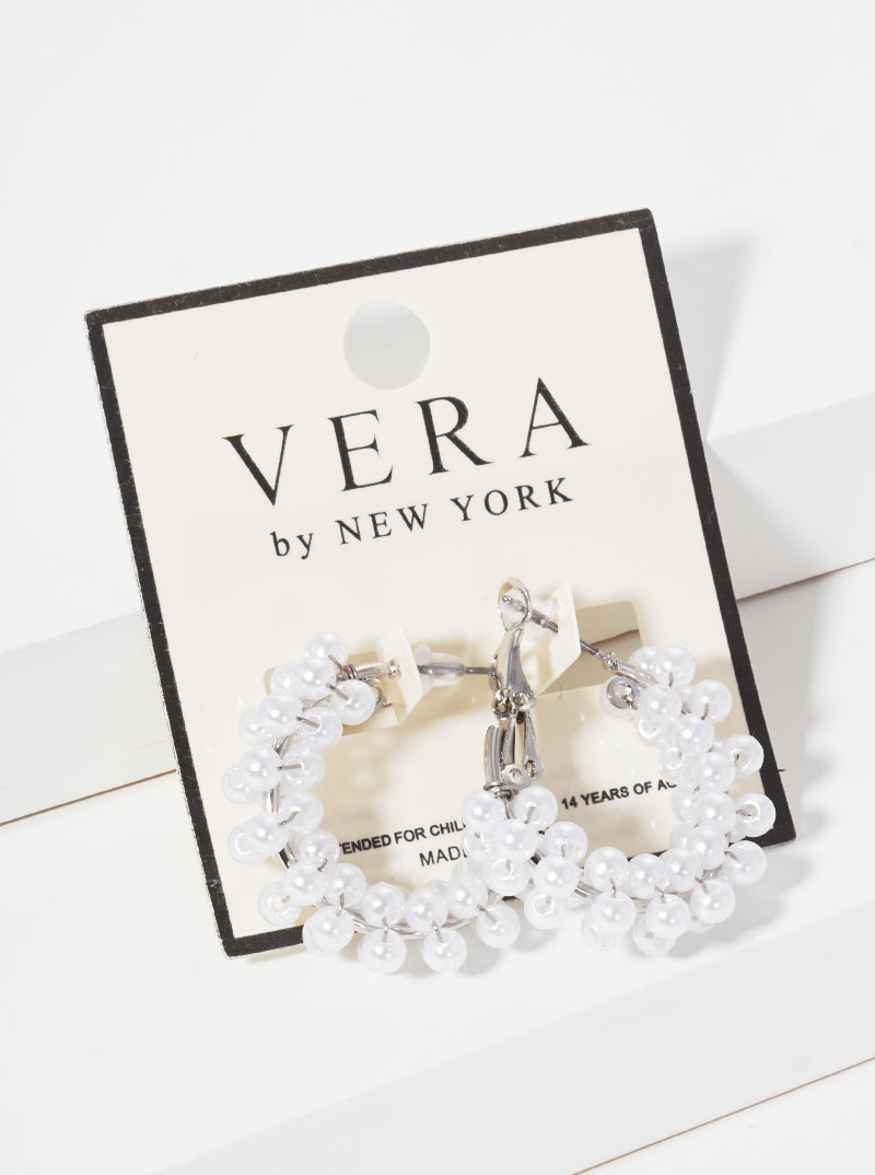 20mm Hoop Pearl Cluster Hoop Earrings