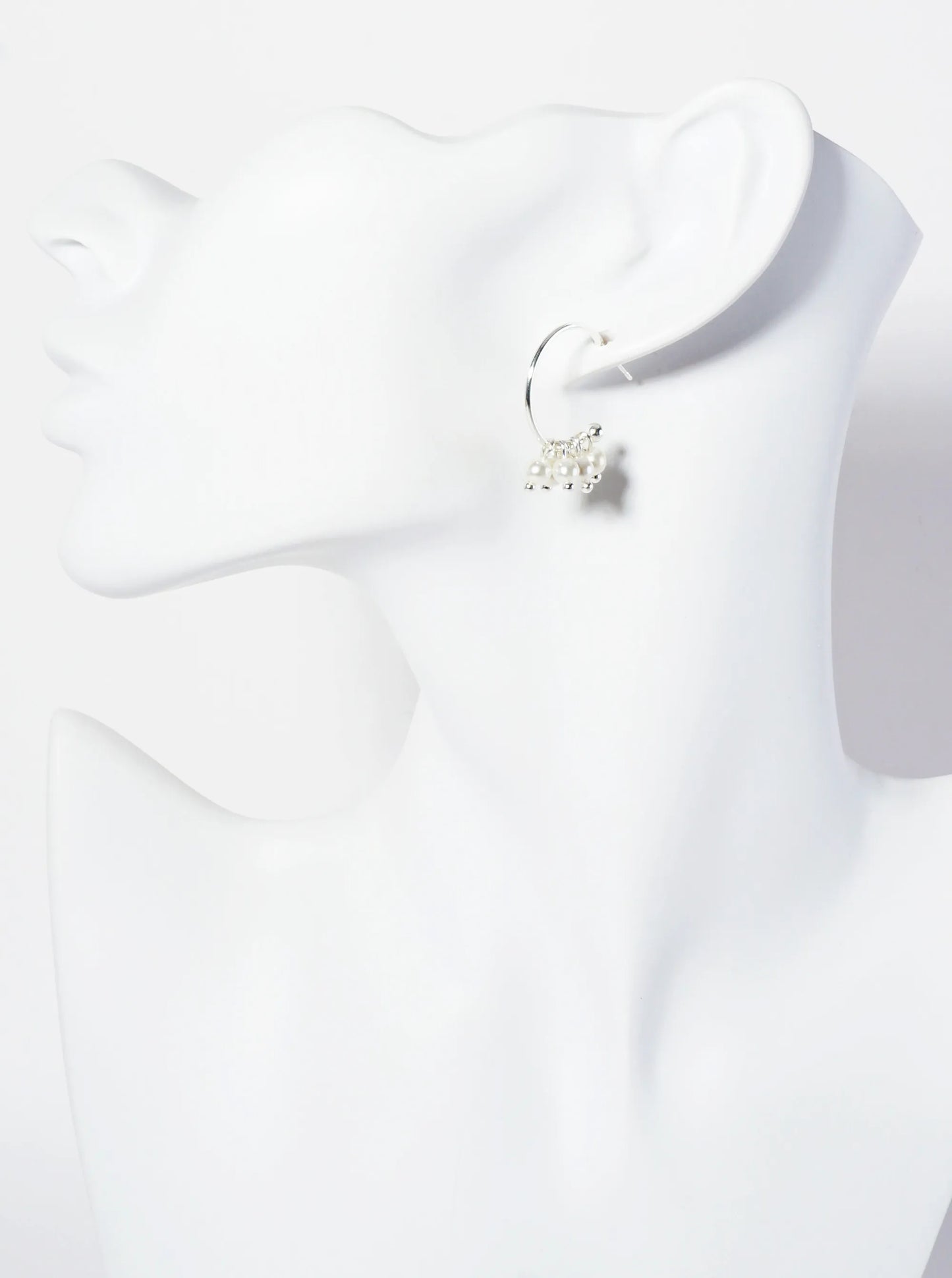 20mm Open Hoop Earrings With Pearl Cluster Accent