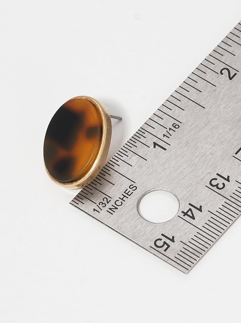 20mm Oval-Shaped Acetate Button Stud Earrings