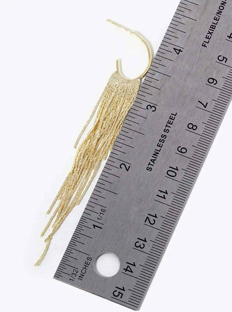 20mm Oval Shaped Open Hoop Chain Fringe Drop Earrings