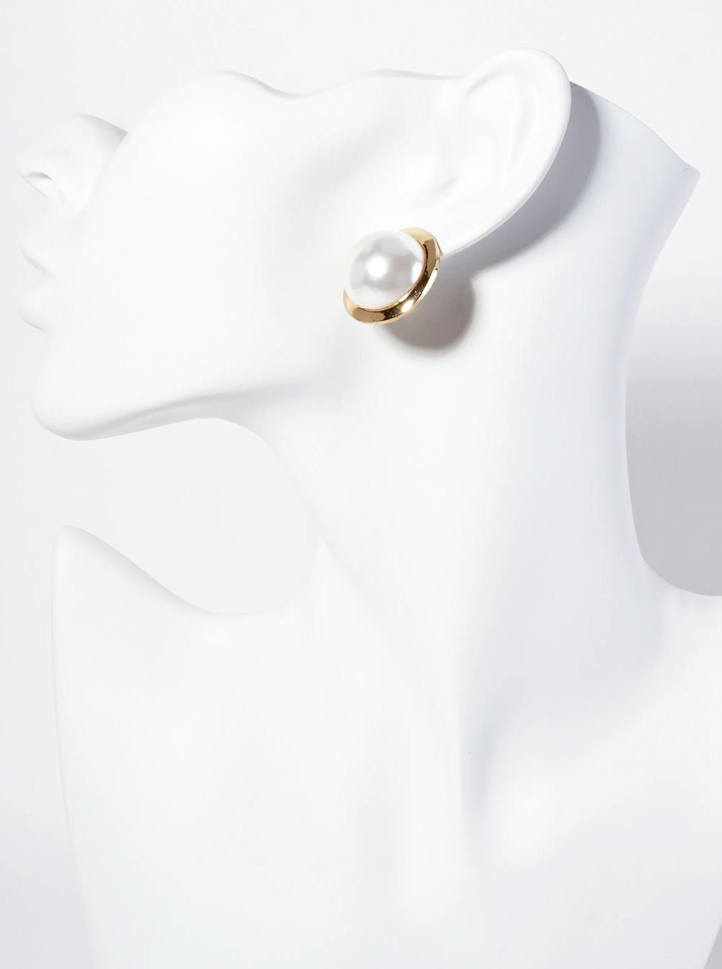 20mm Pearl Button Post Stud Earrings