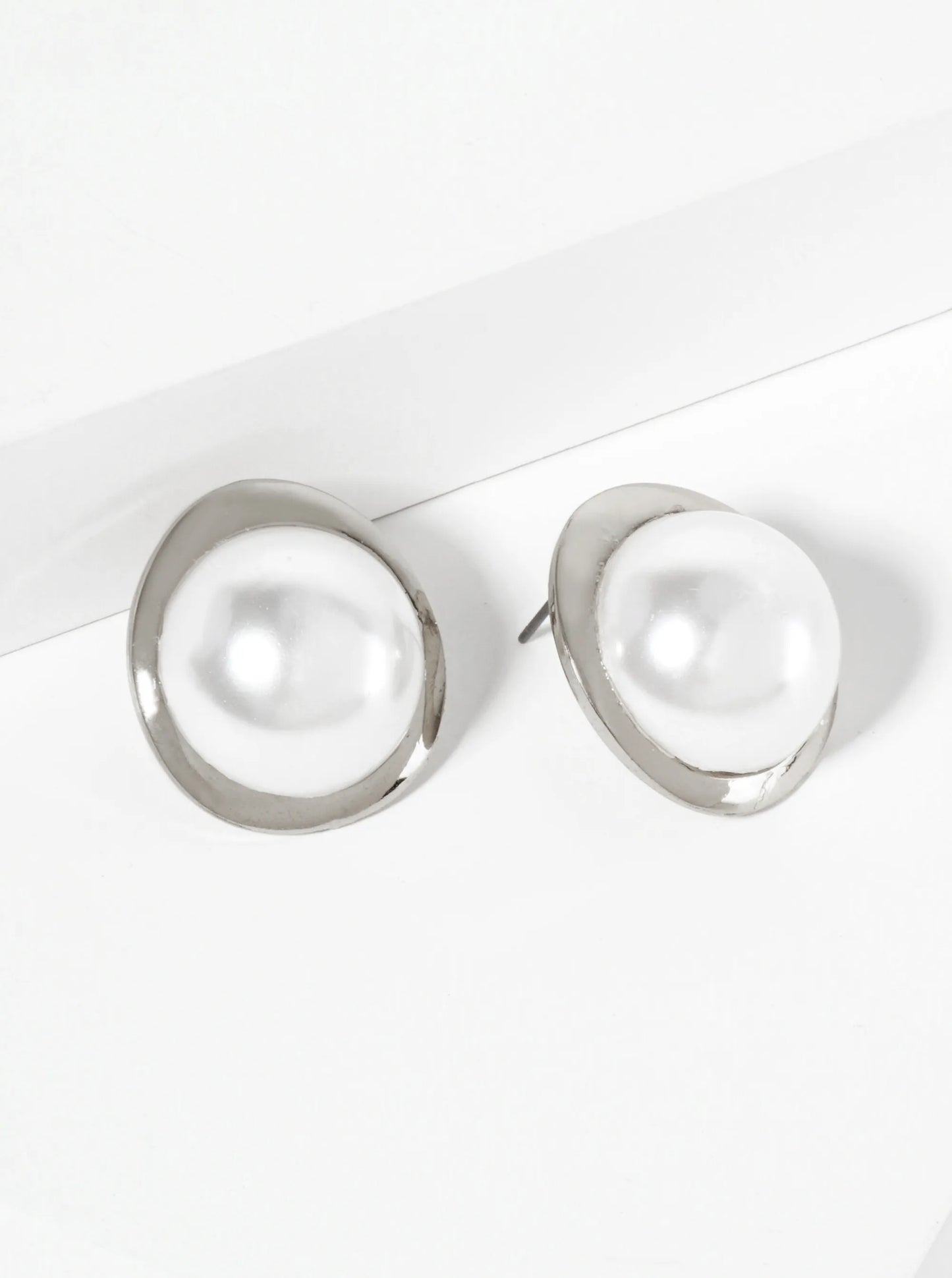 20mm Pearl Button Post Stud Earrings
