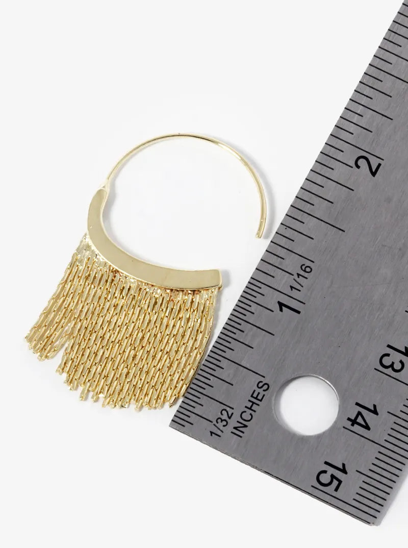 20mm Round Shaped Open Hoop Chain Fringe Drop Earrings