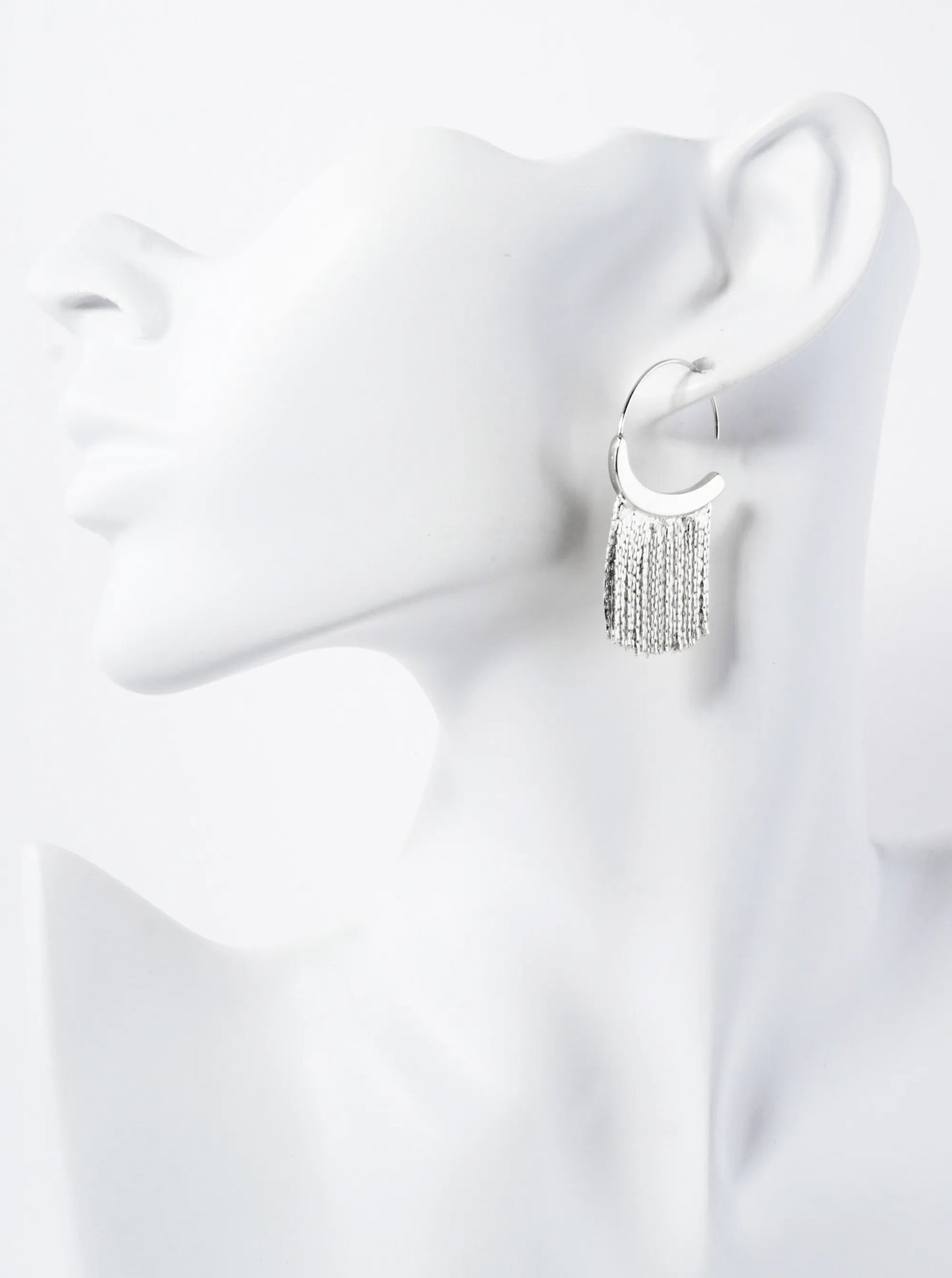 20mm Round Shaped Open Hoop Chain Fringe Drop Earrings
