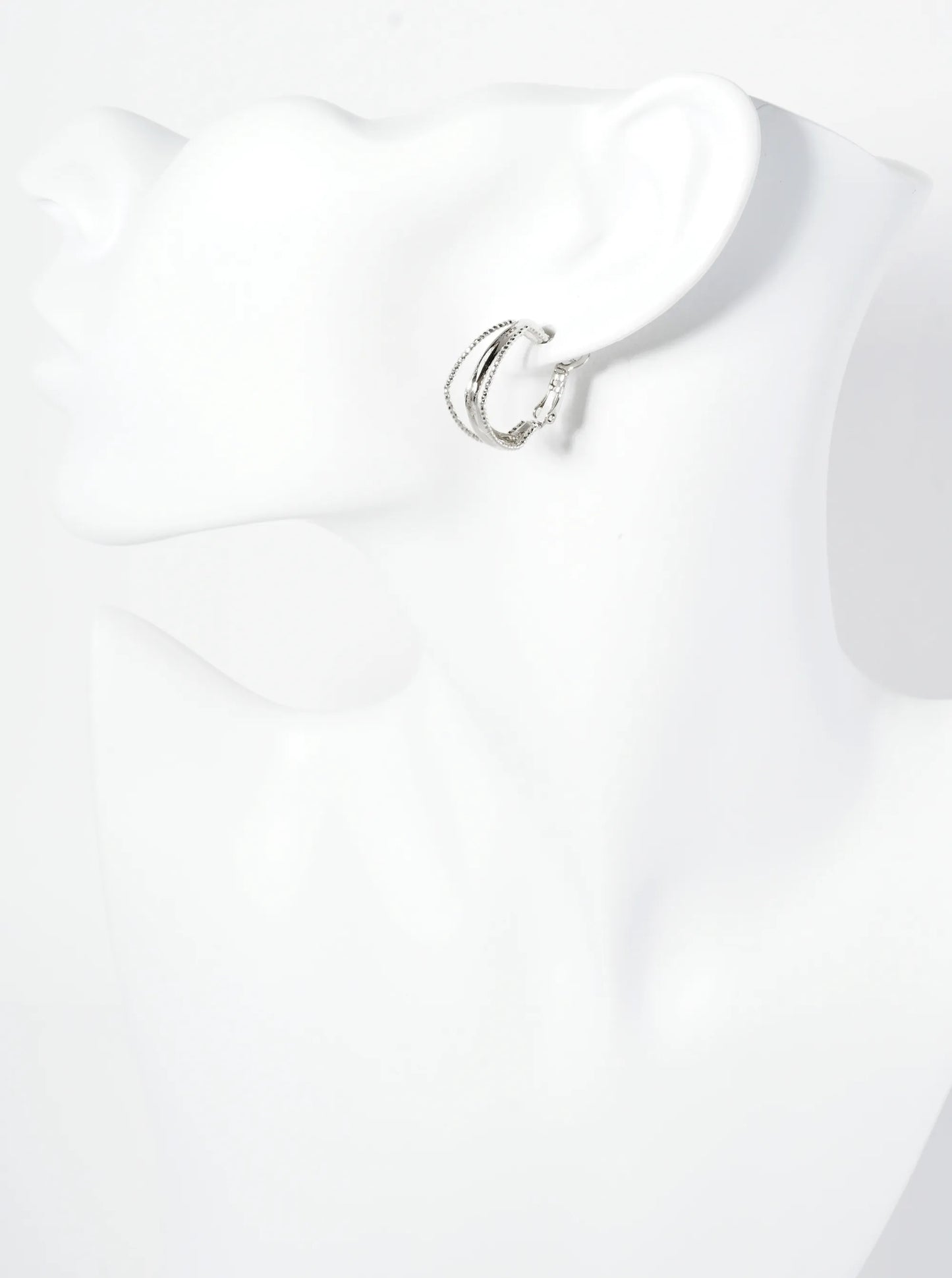 20mm Textured 14K-Gold-Dipped Layered Square Latch-Back Hoop Earrings