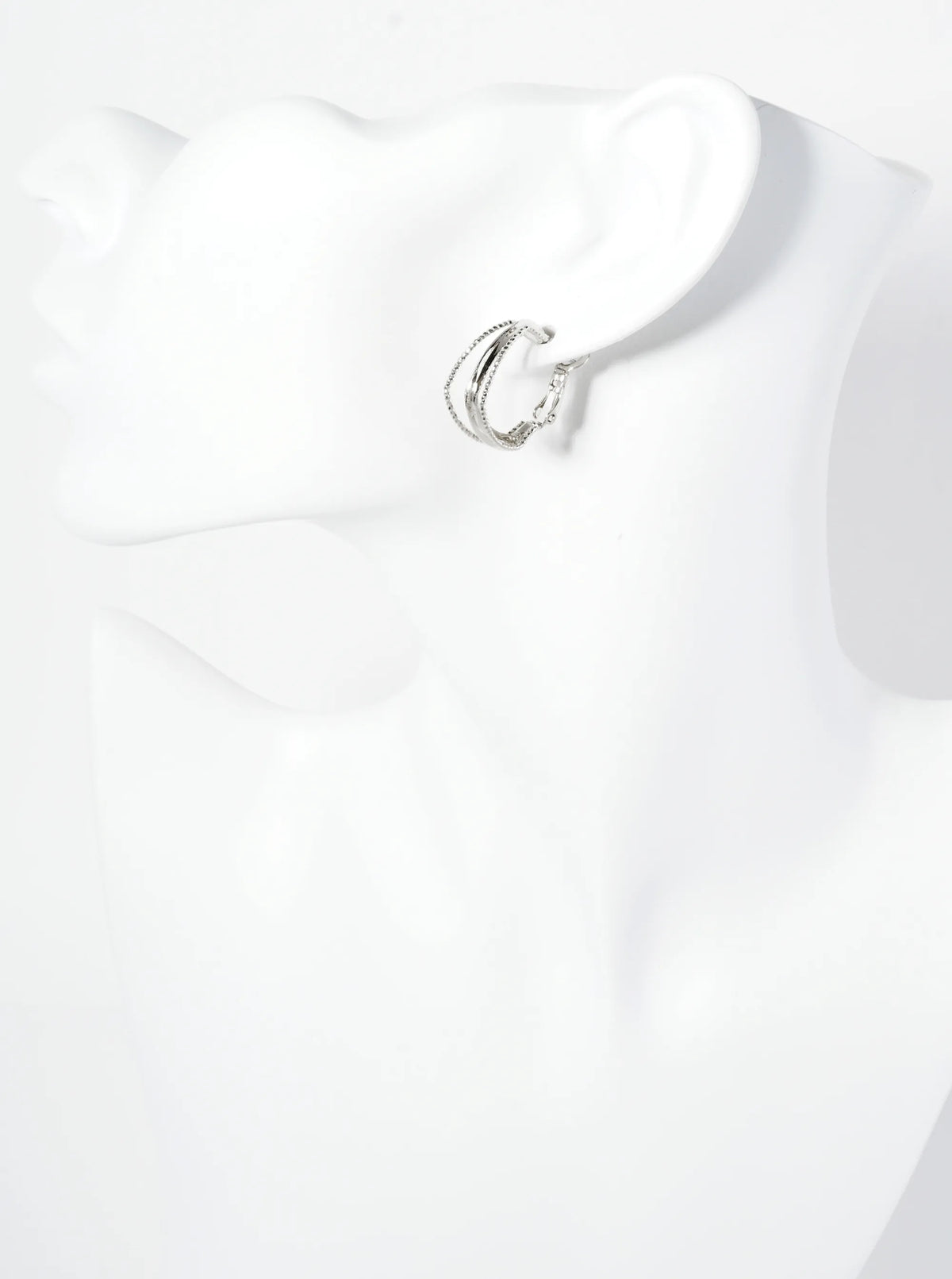 20mm Textured 14K-Gold-Dipped Layered Square Latch-Back Hoop Earrings