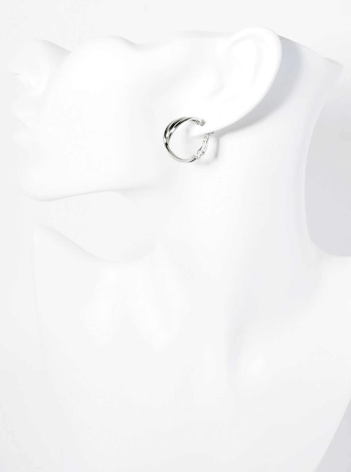 20mm Three Twisted Lines 14K-Gold-Dipped Latch-Back Hoop Earrings