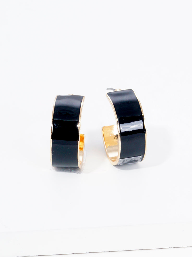 20mm Enamel Filled Metal Open Hoop Earrings