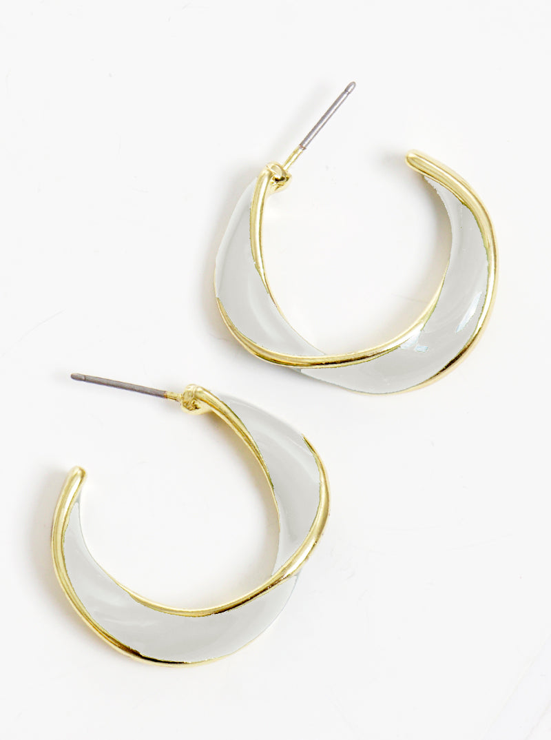 20mm Polished Metal Enamel Filled Twist Hoop Earrings