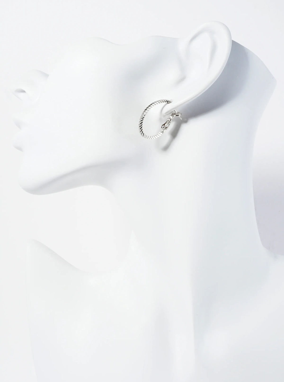 23mm 14K-Gold-Dipped Diagonal-Texture Oval Latch-Back Hoop Earrings
