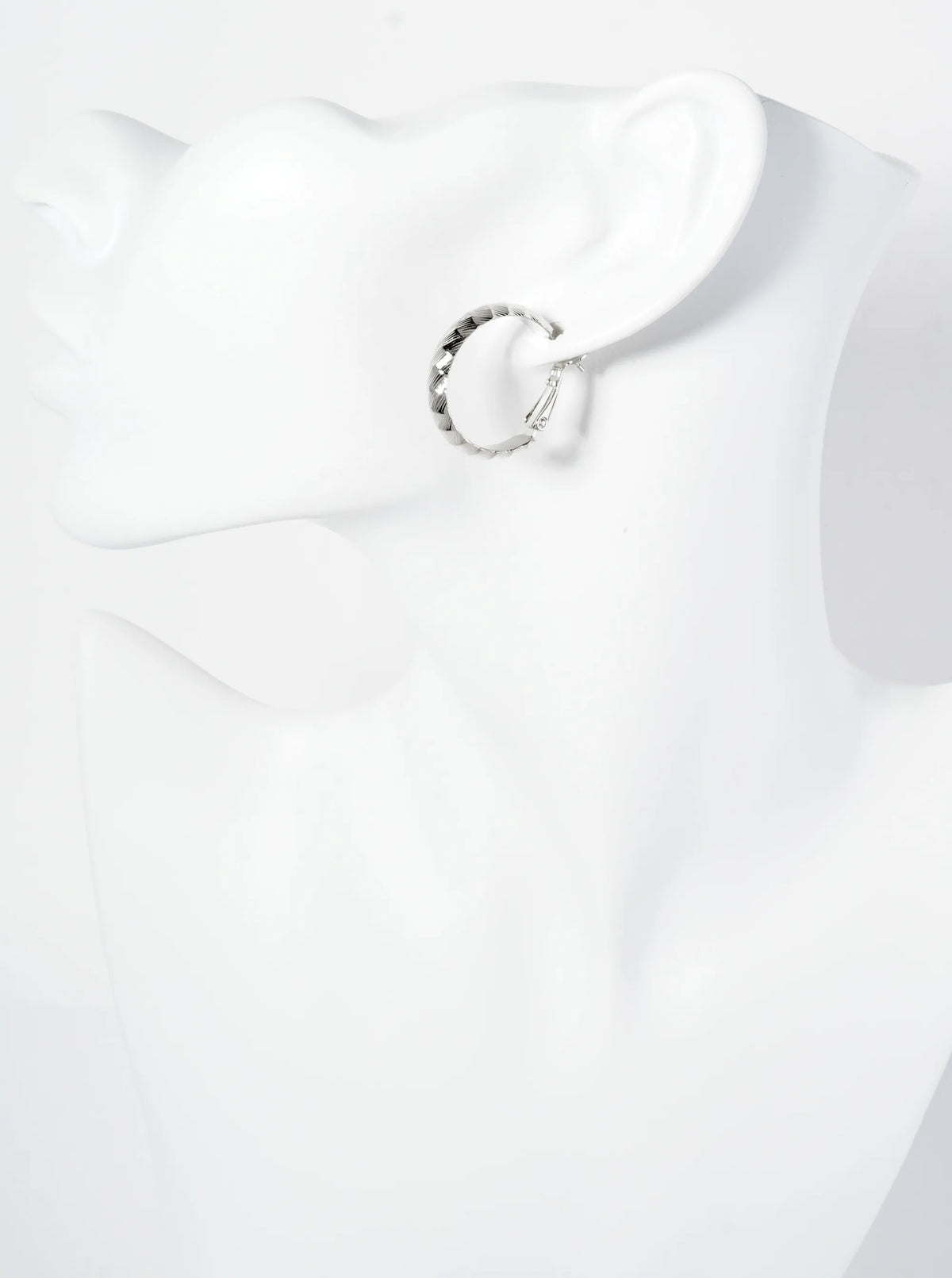 25mm 14K-Gold-Dipped Diagonal Textured Metal Latch-Back Hoop Earrings