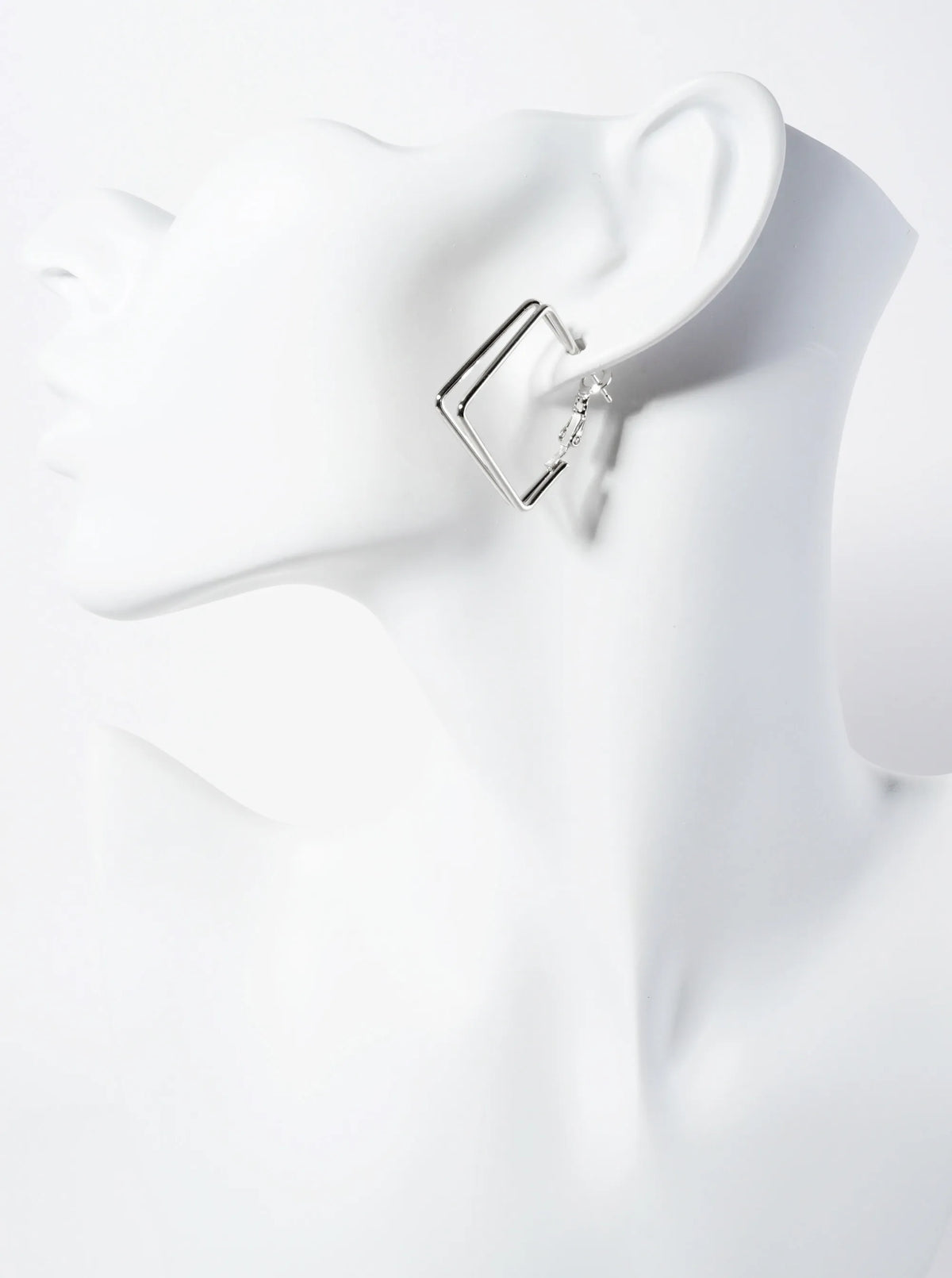 25mm 14K-Gold-Dipped Polished Brass Square-shaped Latch-back Double Hoop Earrings