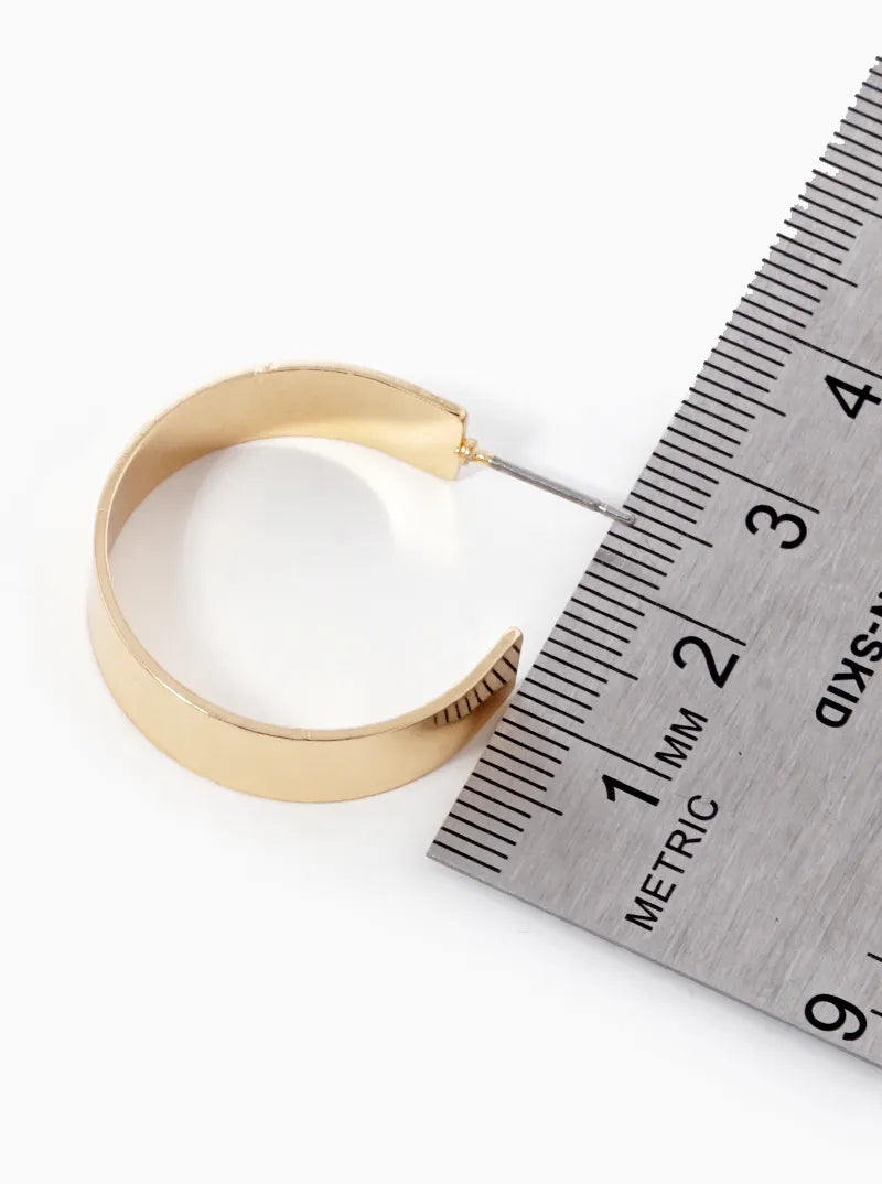 25mm Simple Wide Brass Hoop Earrings