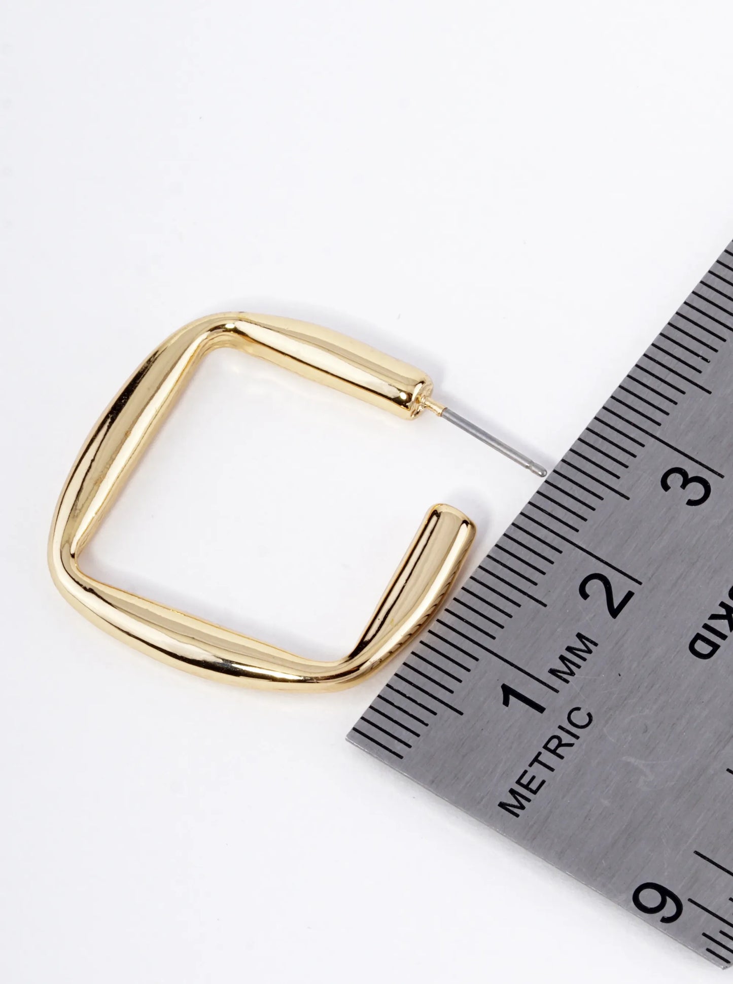 25mm Square Shape Hollow Brass Open Hoop Earrings