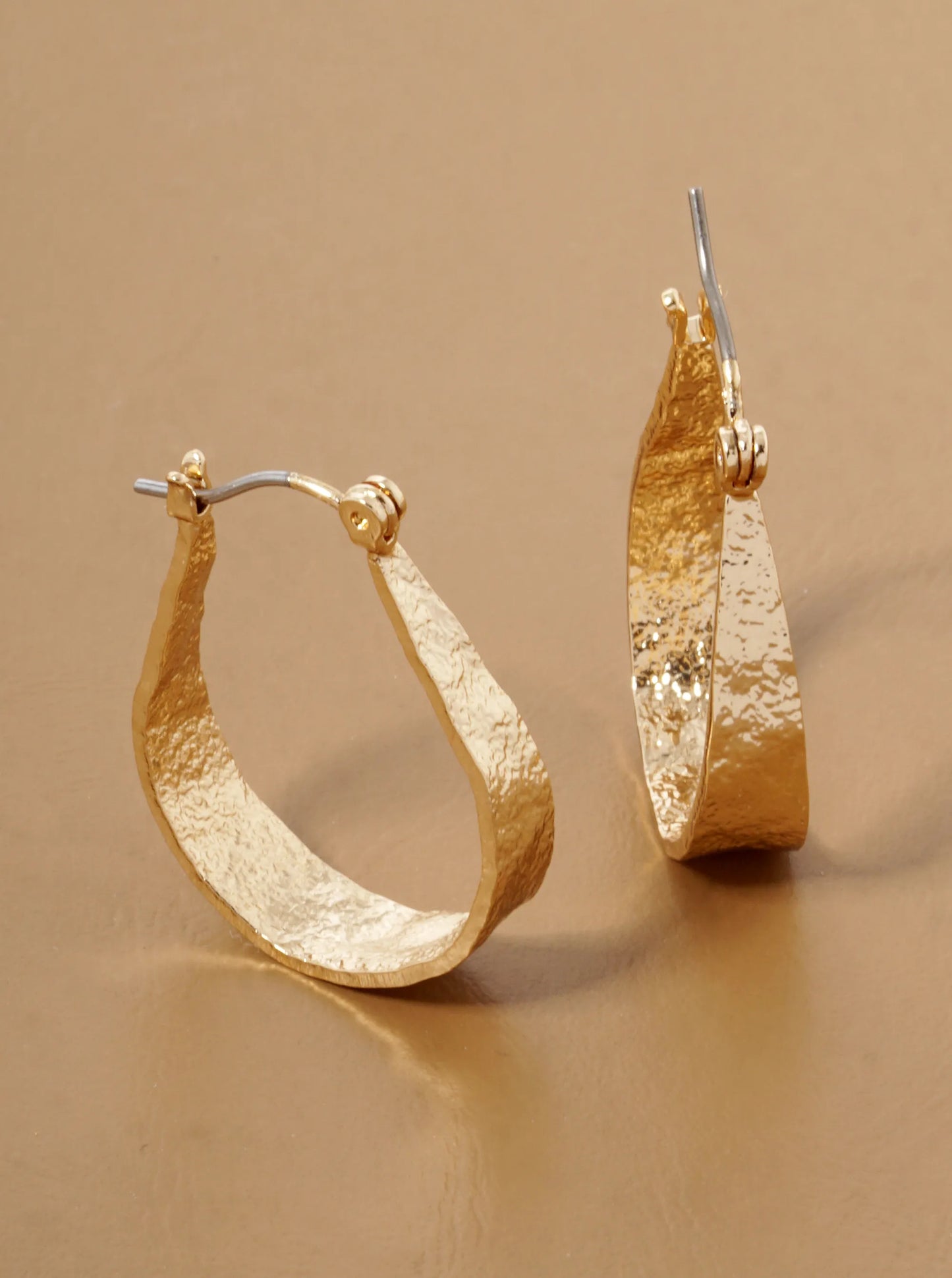 25mm Textured Metal Latch Back Hoop Earrings