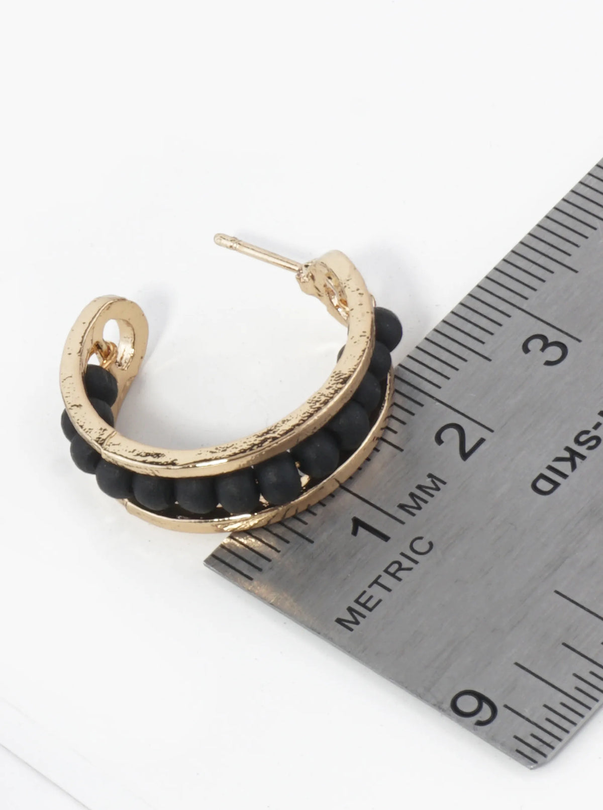 25mm Wood Beaded Open Hoop Earrings