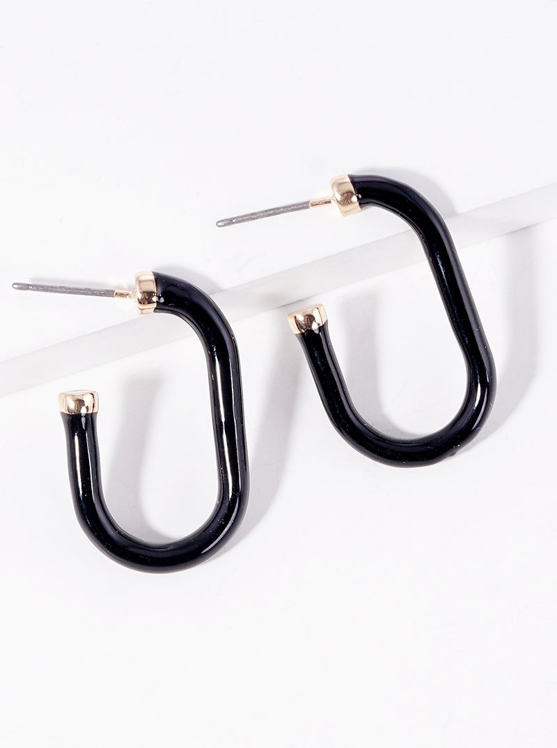 25mm Enamel Filled Stadium Shaped Open Hoop Earrings
