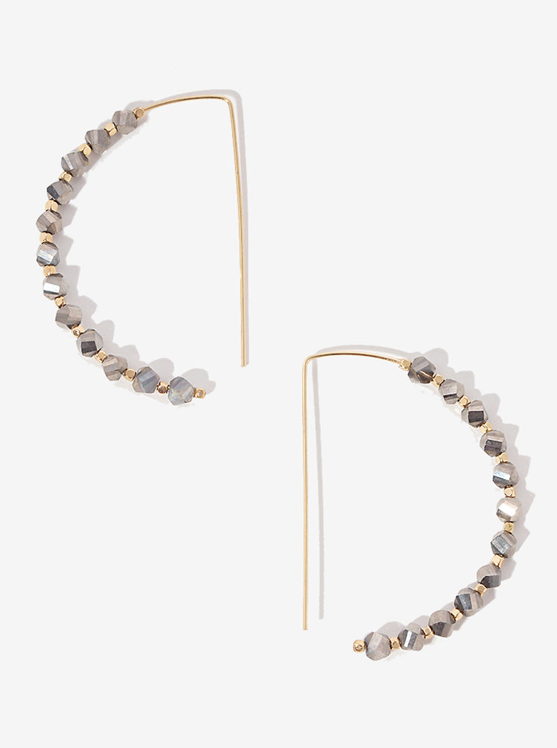 25mm Faceted Glass Beaded Wire Threader Earrings