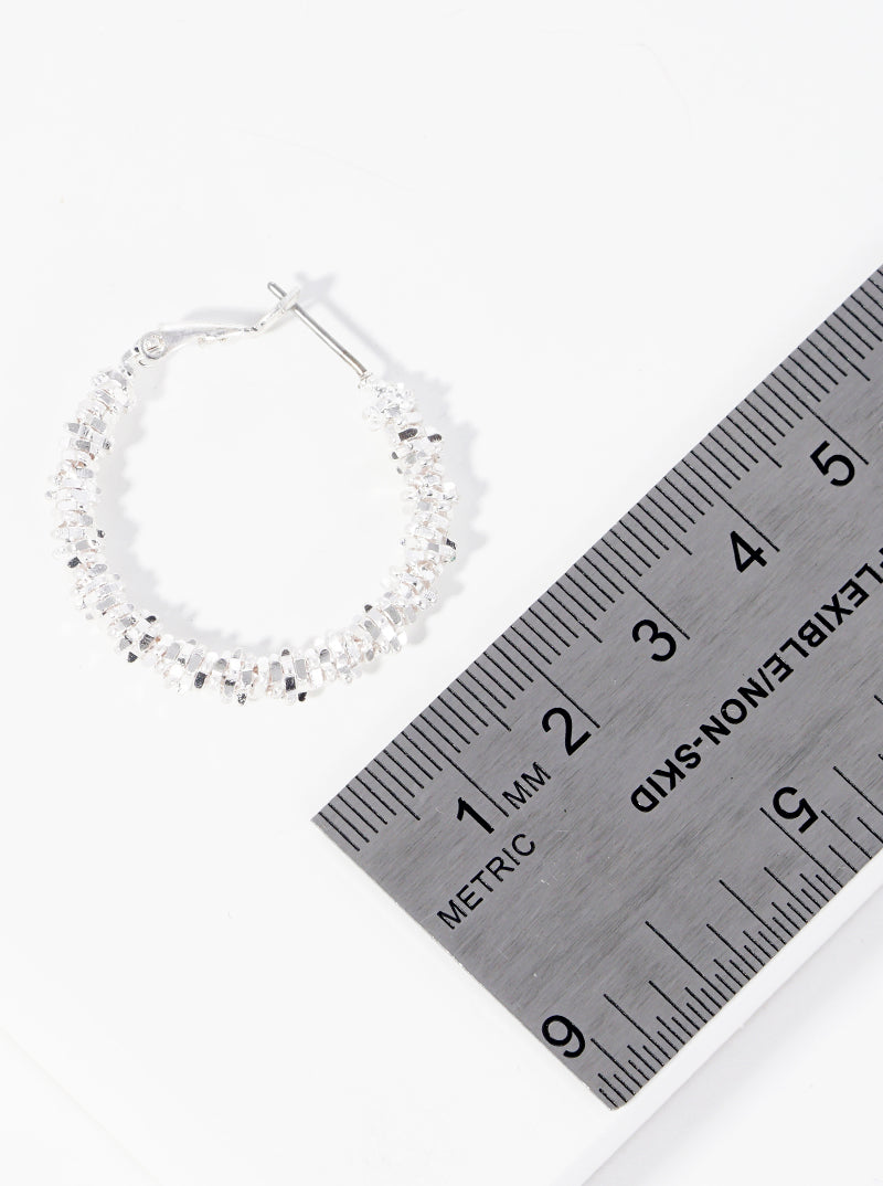25mm Metallic Bead Hoop Earrings