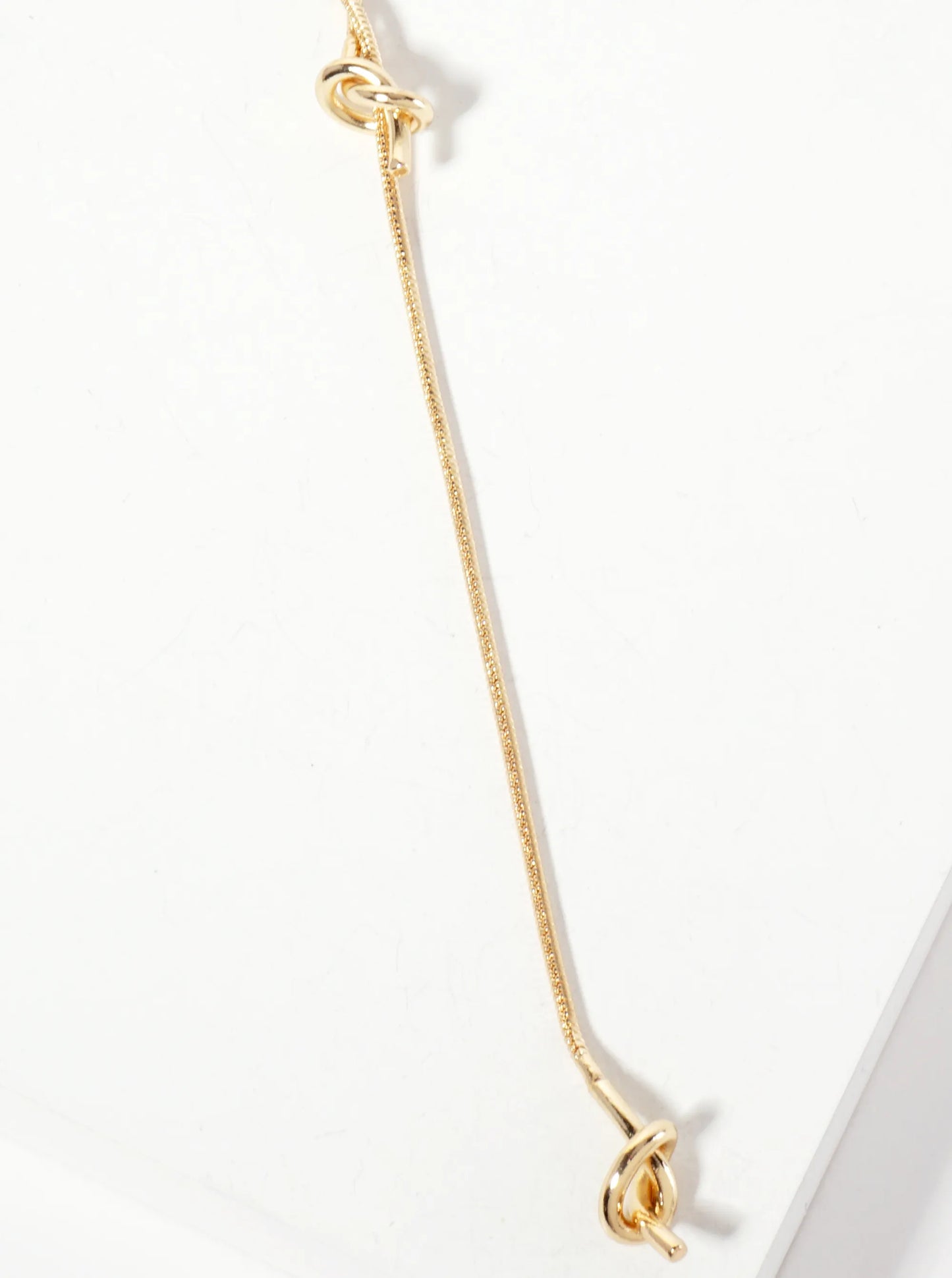 26-inch Snake Chain Y Lariat Necklace With Two Knot Accents