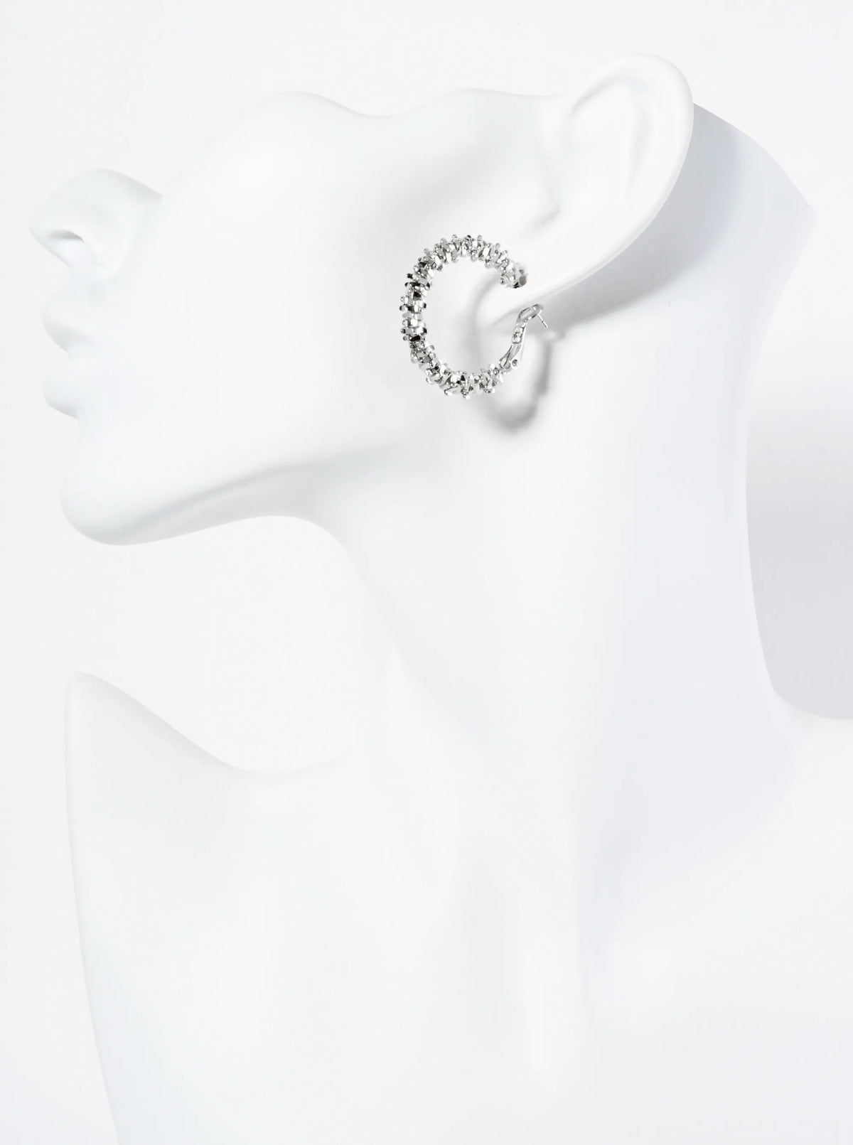 27mm Textured Metallic Beaded 14K-Gold-Dipped Latch-Back Hoop Earrings