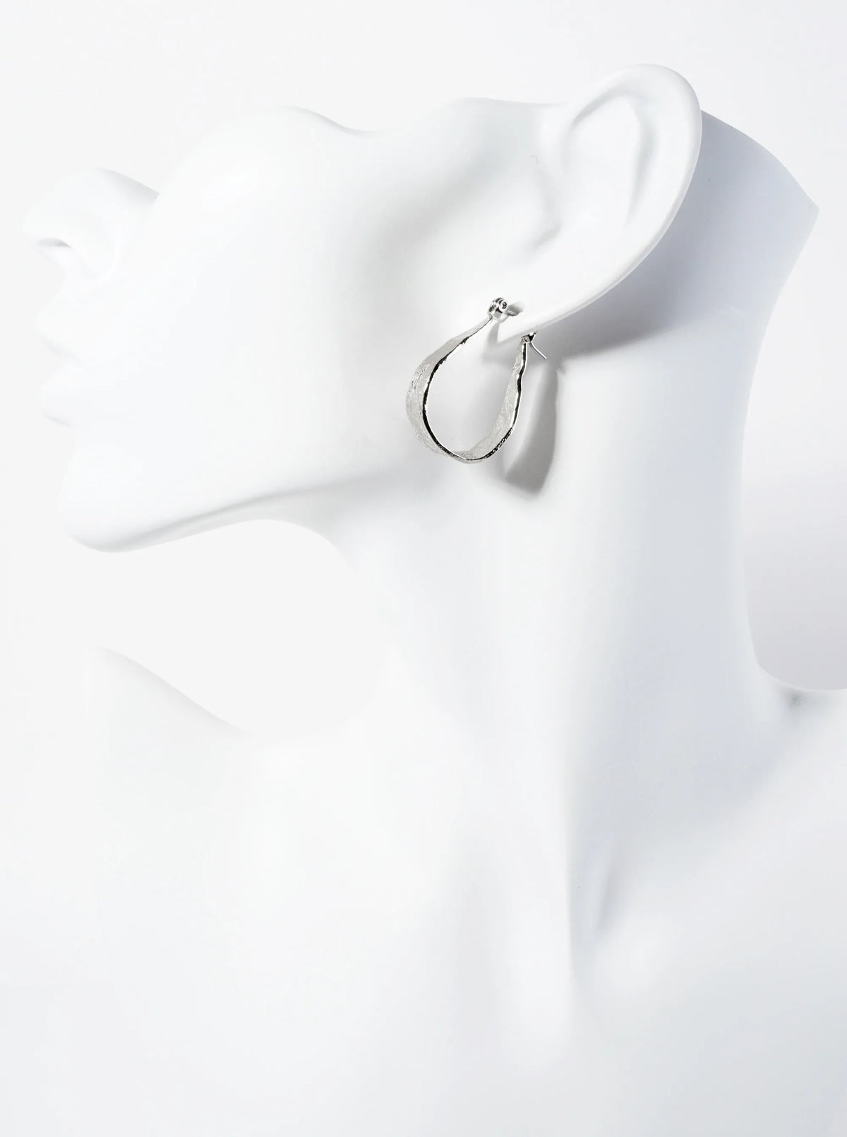 28mm 14K-Gold-Dipped Shimmer-Texture Tapered Teardrop Latch-Back Hoop Earrings