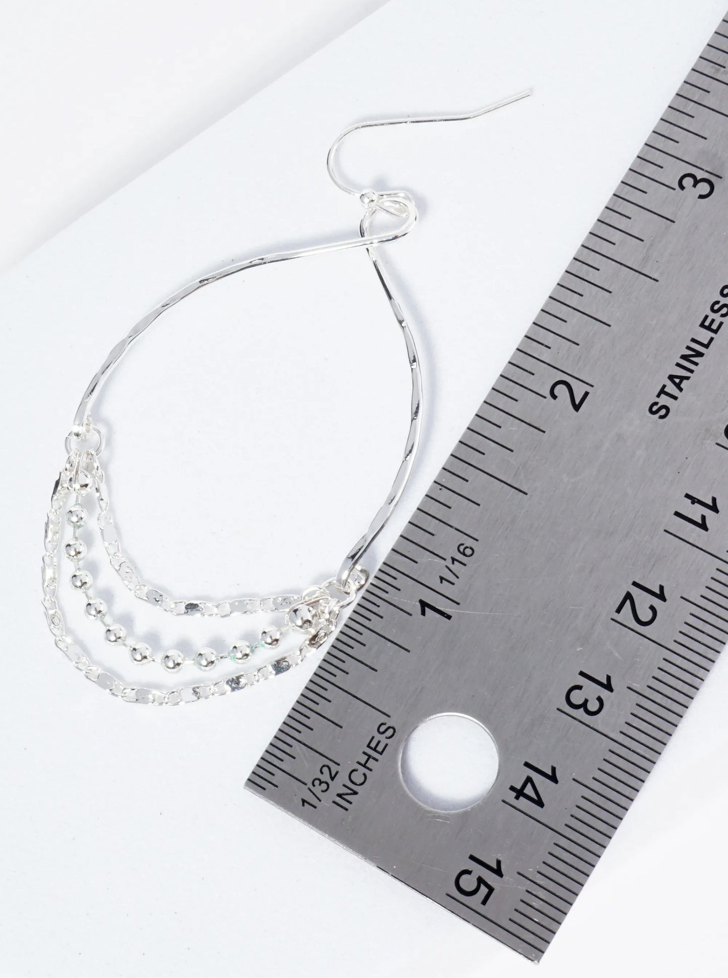 3-Layer Chain Drop Textured Circle Dangle Earrings