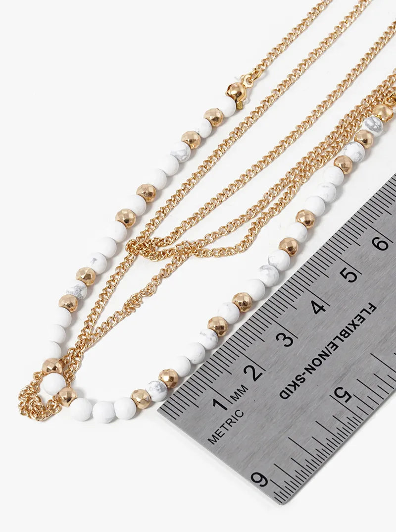 3 Layer Draping Drop Semiprecious Necklace