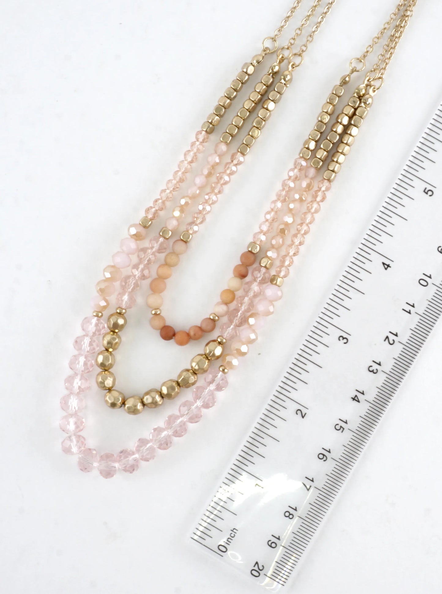 3 Layers Faceted Metallic Glass Beads Necklace