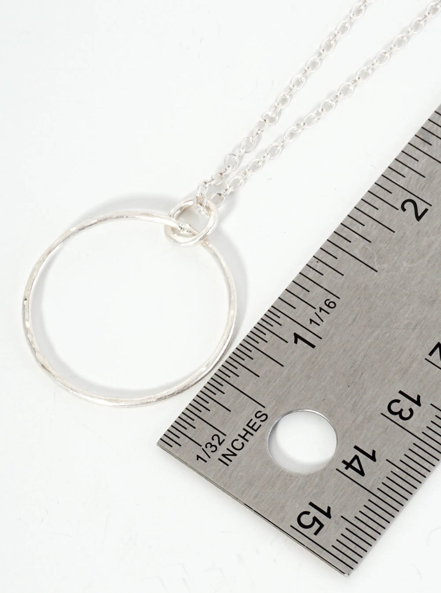 3-PC Hammered Circle Pendant Necklace Set With Chains
