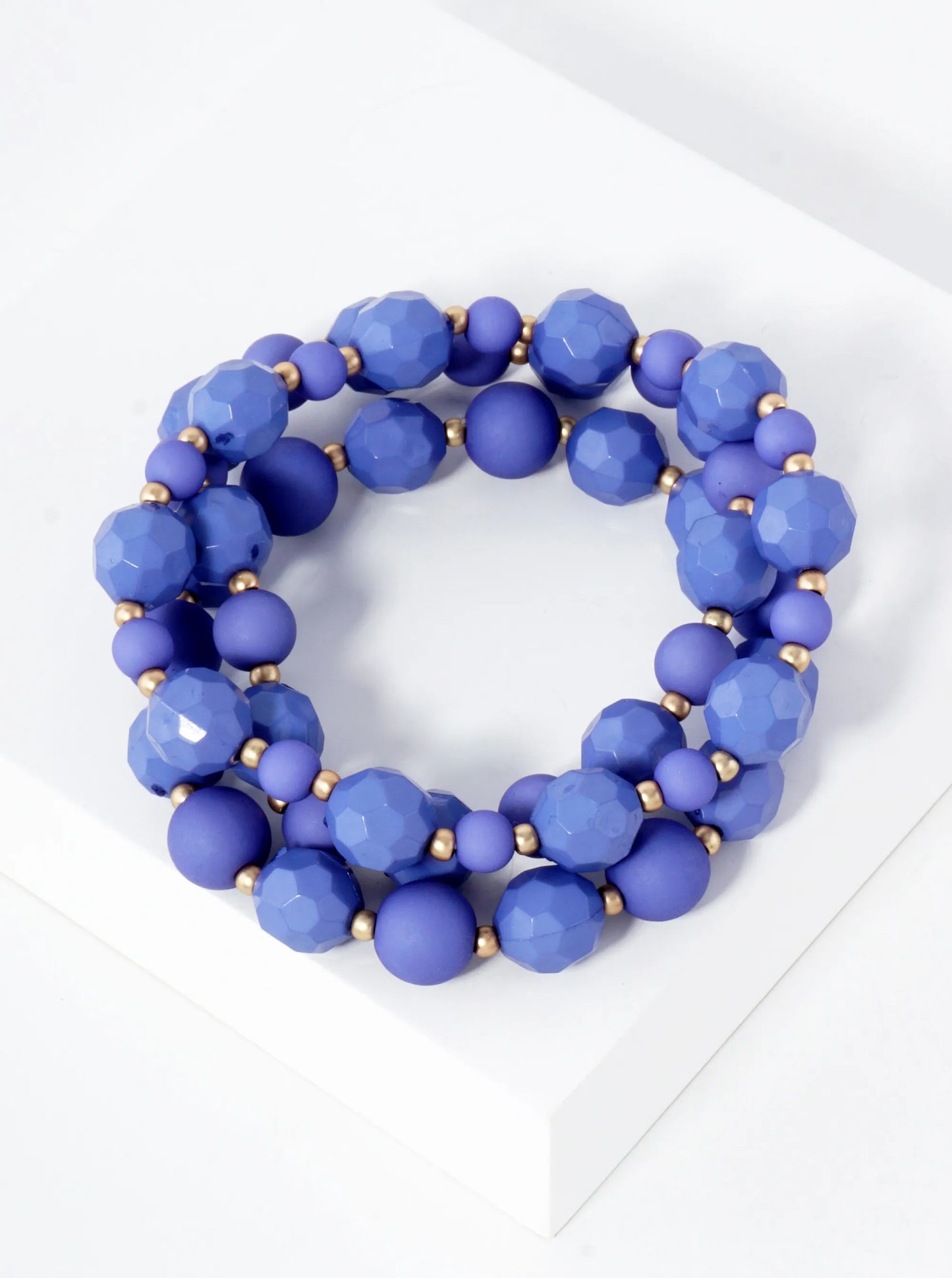 3-PC-Set 10mm Geometric Beaded Stackable Stretch Bracelet