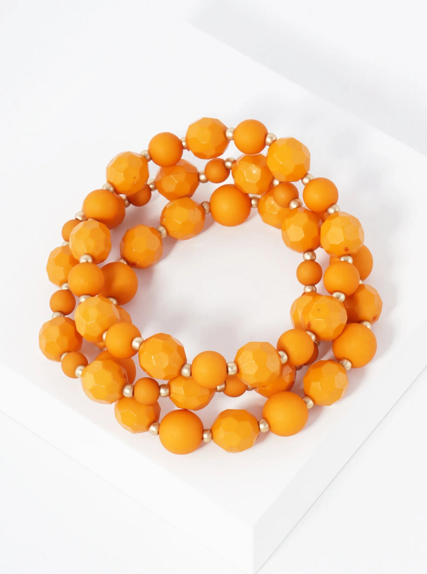 3-PC-Set 10mm Geometric Beaded Stackable Stretch Bracelet