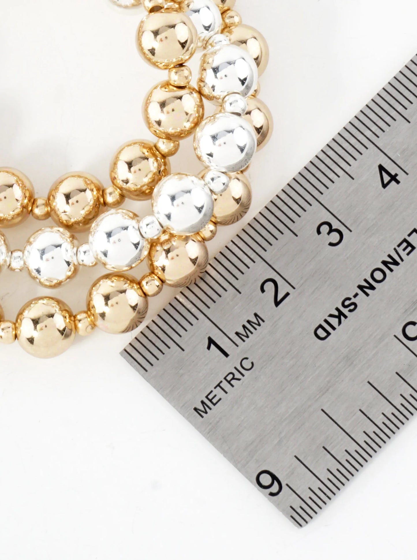 3-PC-Set 8mm Metallic Beaded Stackable Stretch Bracelet