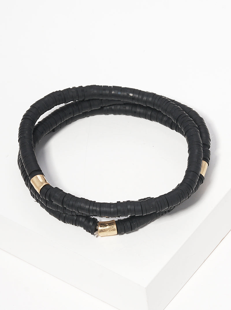 3-PC-Set Clay-Beaded Stackable Stretch Bracelet