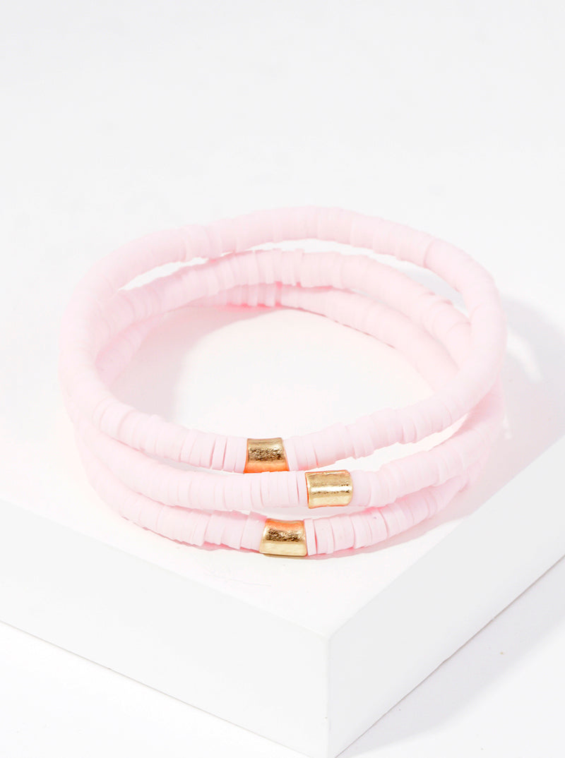 3-PC-Set Clay-Beaded Stackable Stretch Bracelet