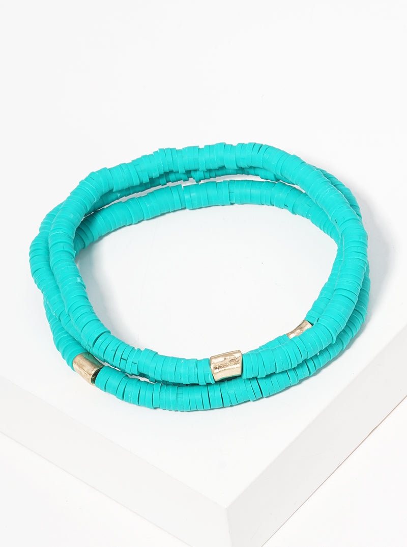 3-PC-Set Clay-Beaded Stackable Stretch Bracelet