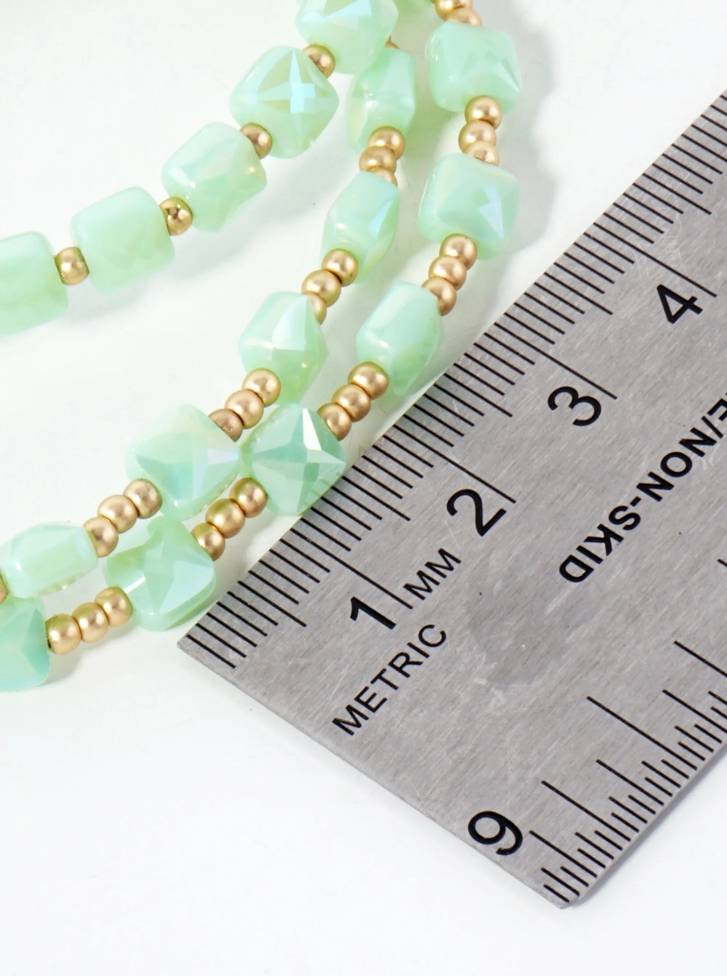 3-PC-Set Faceted 6mm Square Beaded Stackable Stretch Bracelet