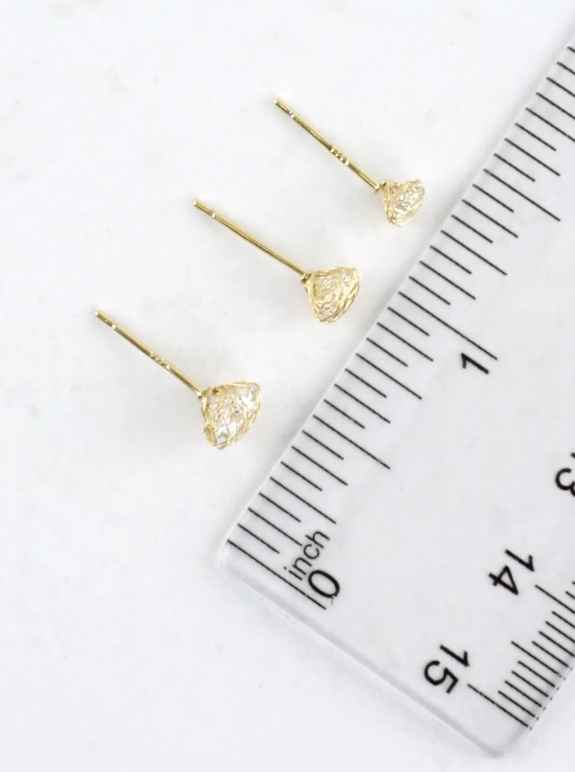 3 Pair Round Brilliant CZ Stud Earrings Set