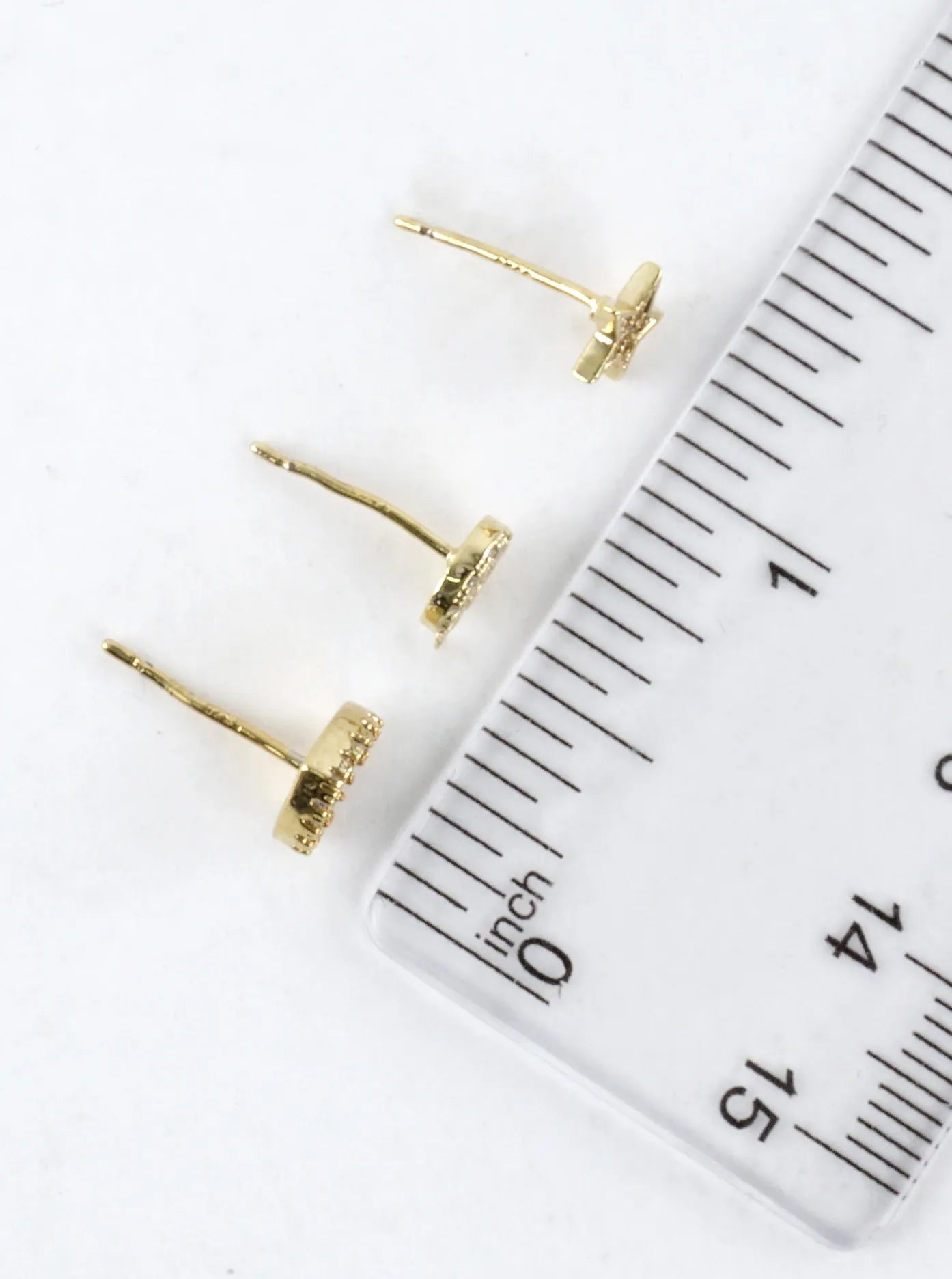 3 Pairs CZ Heart Round Star Stud Earrings Set