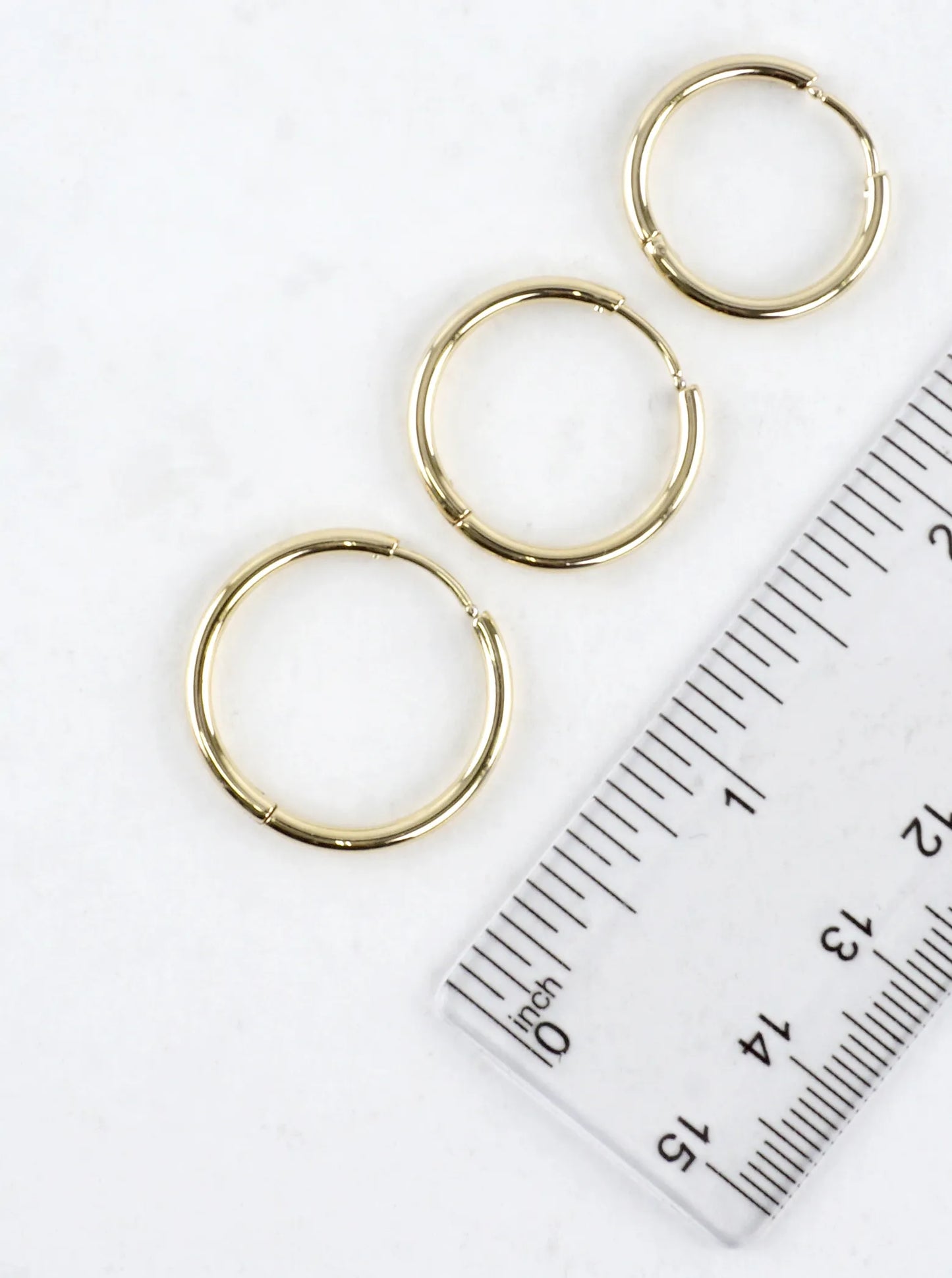 3 Pairs Polished Brass Hoop Earrings Set