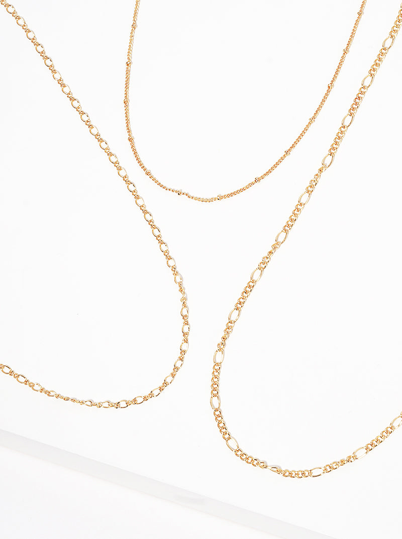 3-Piece Delicate Layered Multi Chain Necklace Set